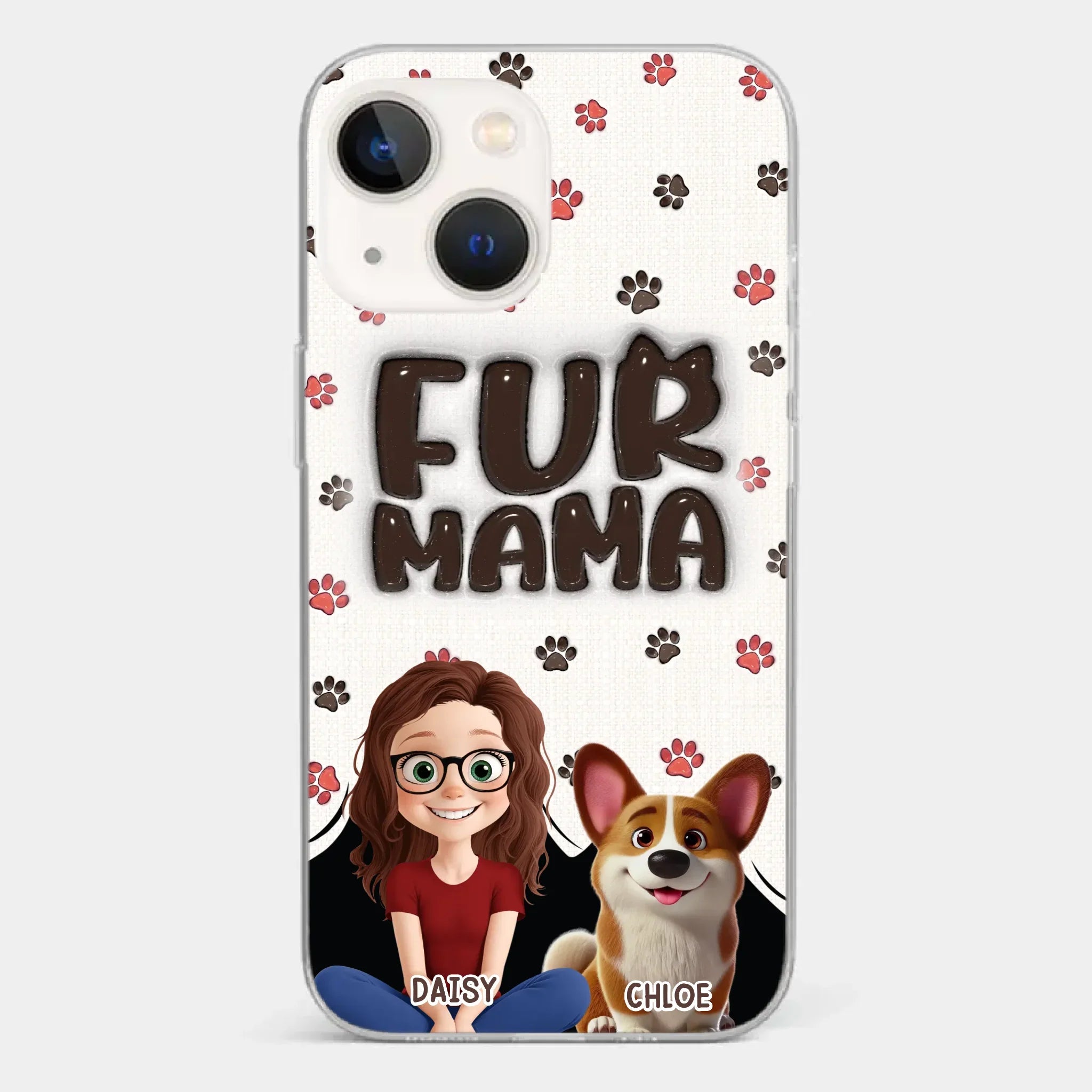 Custom 3D Inflated Effect Printed Clear Phone Case - Personalized Birthday Gifts For Dog Cat Lovers, Dog Dad And Mom, Cat Owners - Love Grows With Fur Around