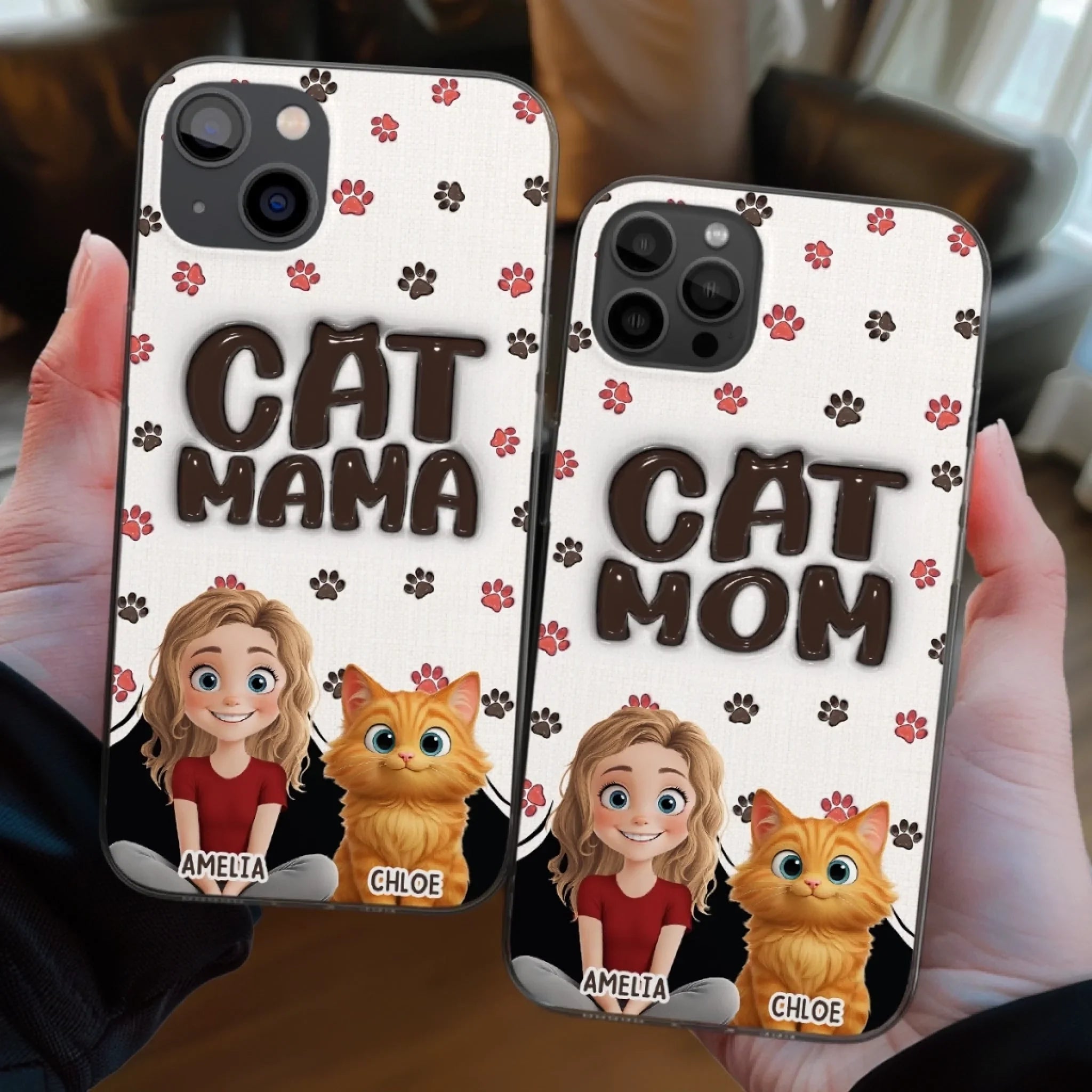 Custom 3D Inflated Effect Printed Clear Phone Case - Personalized Birthday Gifts For Dog Cat Lovers, Dog Dad And Mom, Cat Owners - Love Grows With Fur Around