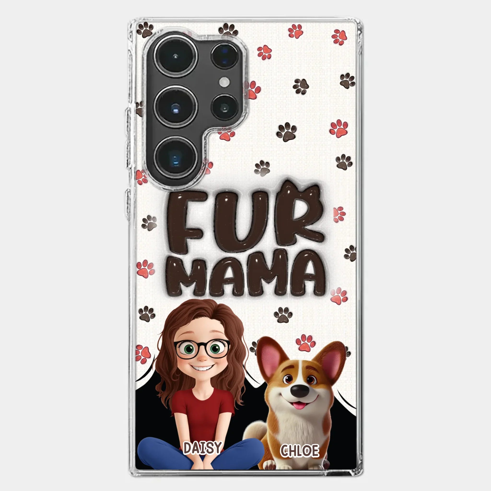 Custom 3D Inflated Effect Printed Clear Phone Case - Personalized Birthday Gifts For Dog Cat Lovers, Dog Dad And Mom, Cat Owners - Love Grows With Fur Around