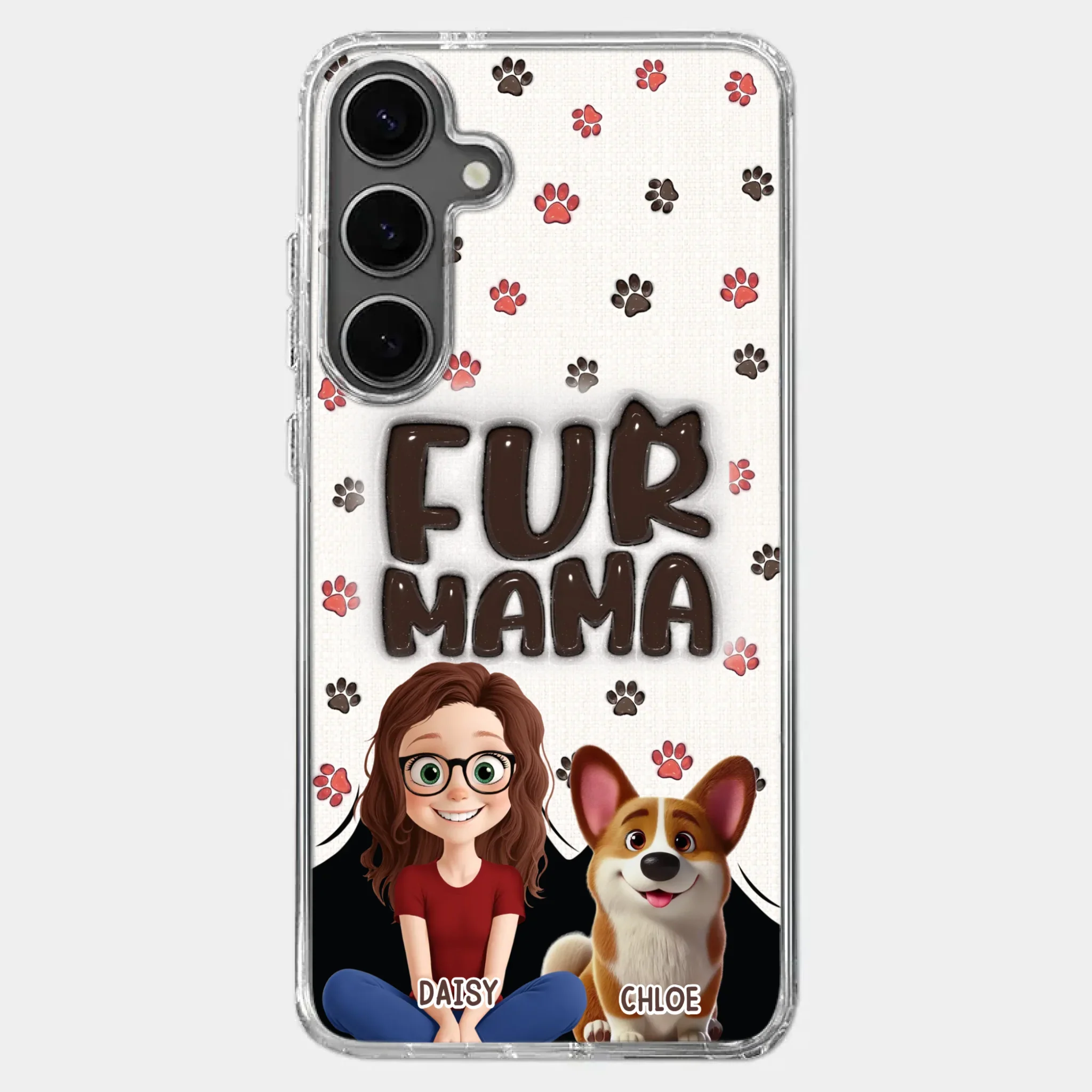 Custom 3D Inflated Effect Printed Clear Phone Case - Personalized Birthday Gifts For Dog Cat Lovers, Dog Dad And Mom, Cat Owners - Love Grows With Fur Around
