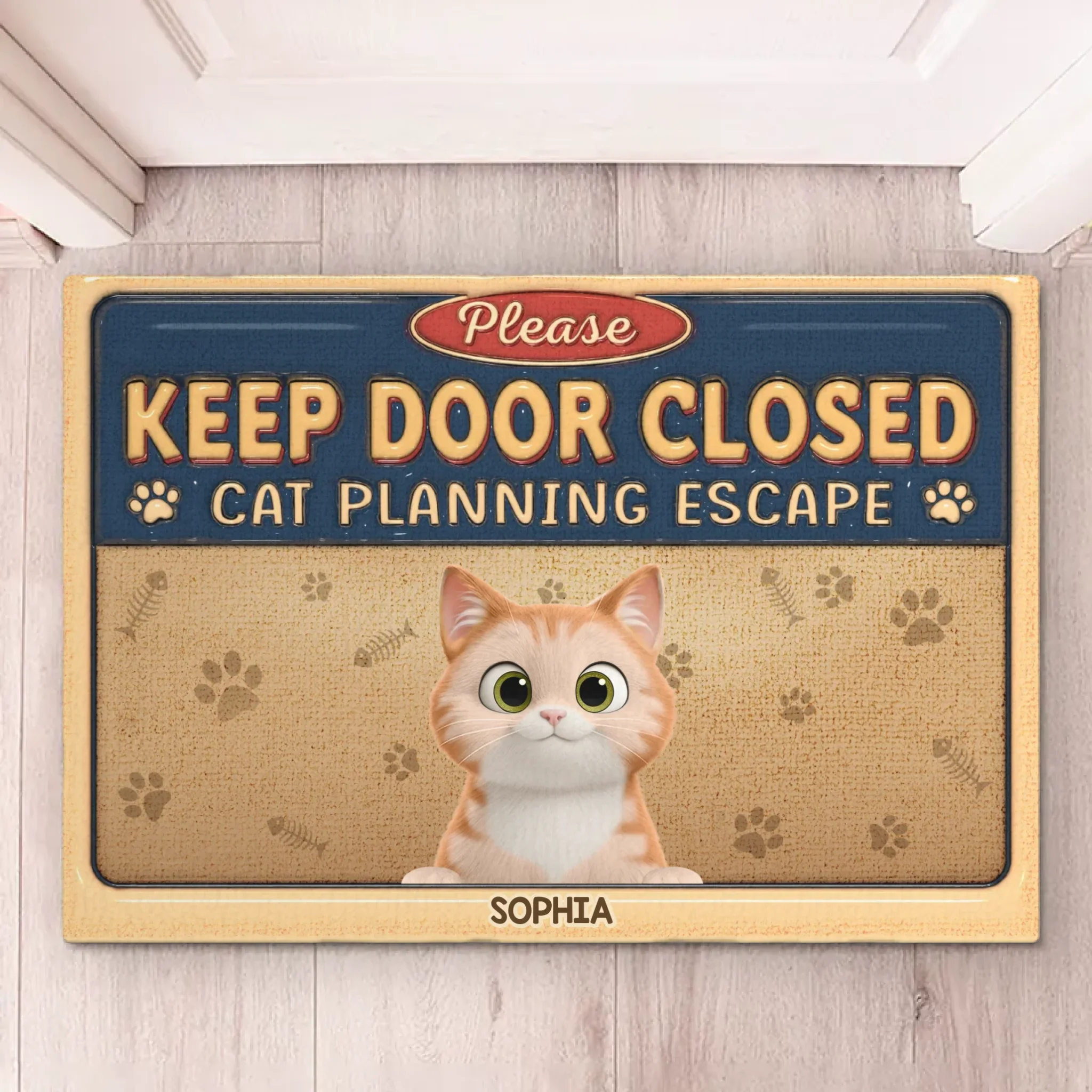 Custom 3D Inflated Effect Printed Home Decor Decorative Mat - Personalized Birthday Gifts For Cat Lovers, Cat Mom And Dad - Powered By Cat Love