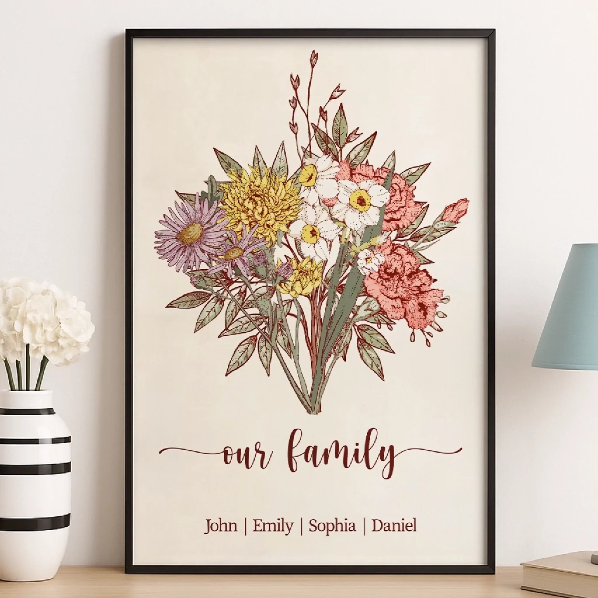 Custom Horizontal Poster - Personalized Birthday Gifts For Mom, Grandma, Family - Bloom With Love
