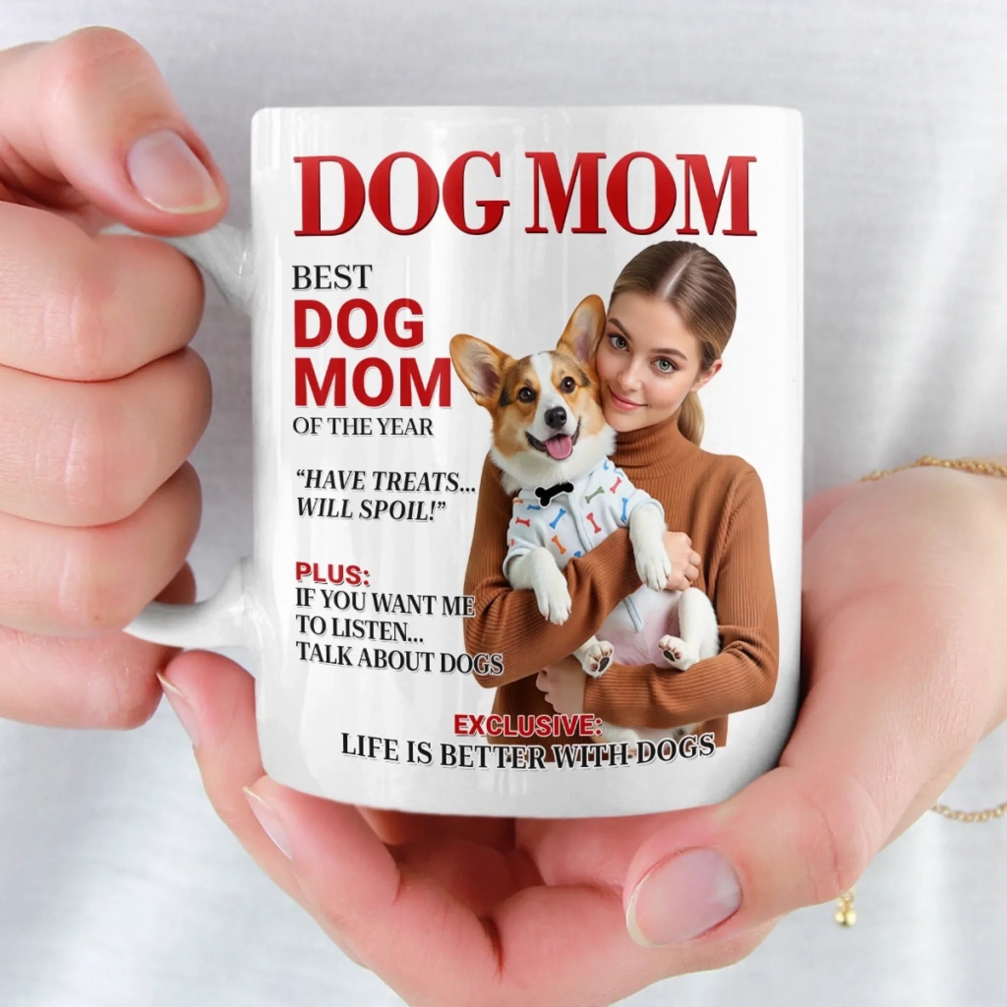 Custom Photo Magazine Mug - Personalized Birthday Gifts For Dog Cat Lovers, Dog Dad And Mom, Cat Owners - Proof Of Unconditional Love