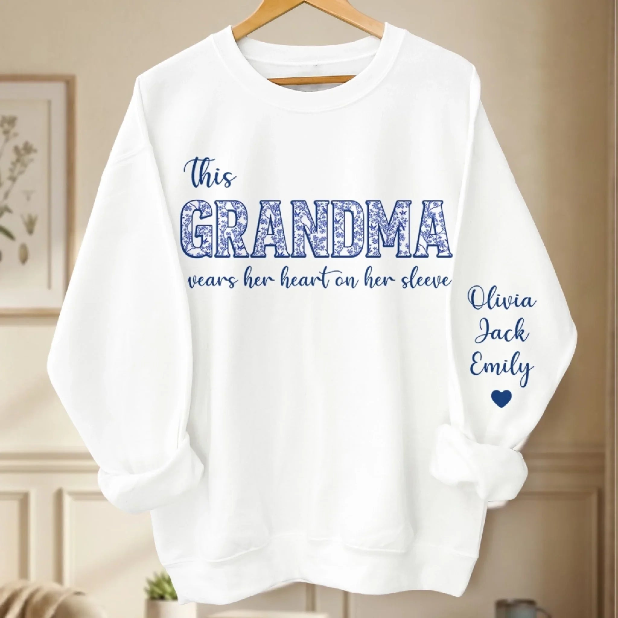 Custom Unisex Sweatshirt, Hoodie With Design On Sleeve - Personalized Birthday Gifts For Mom, Grandma - Unconditionally Loved