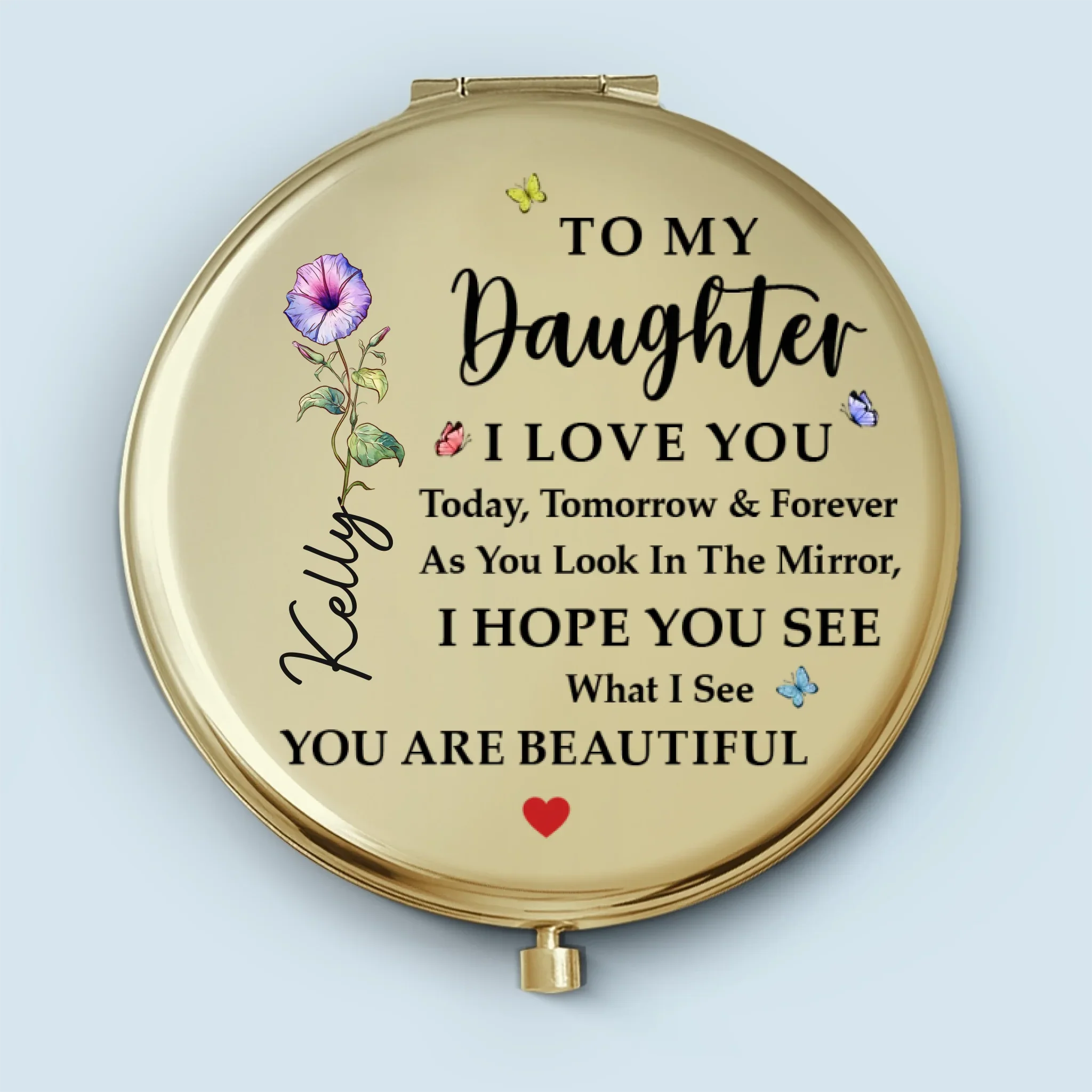 Custom Compact Mirror - Personalized Birthday Gifts For Daughter - Always My Little Girl