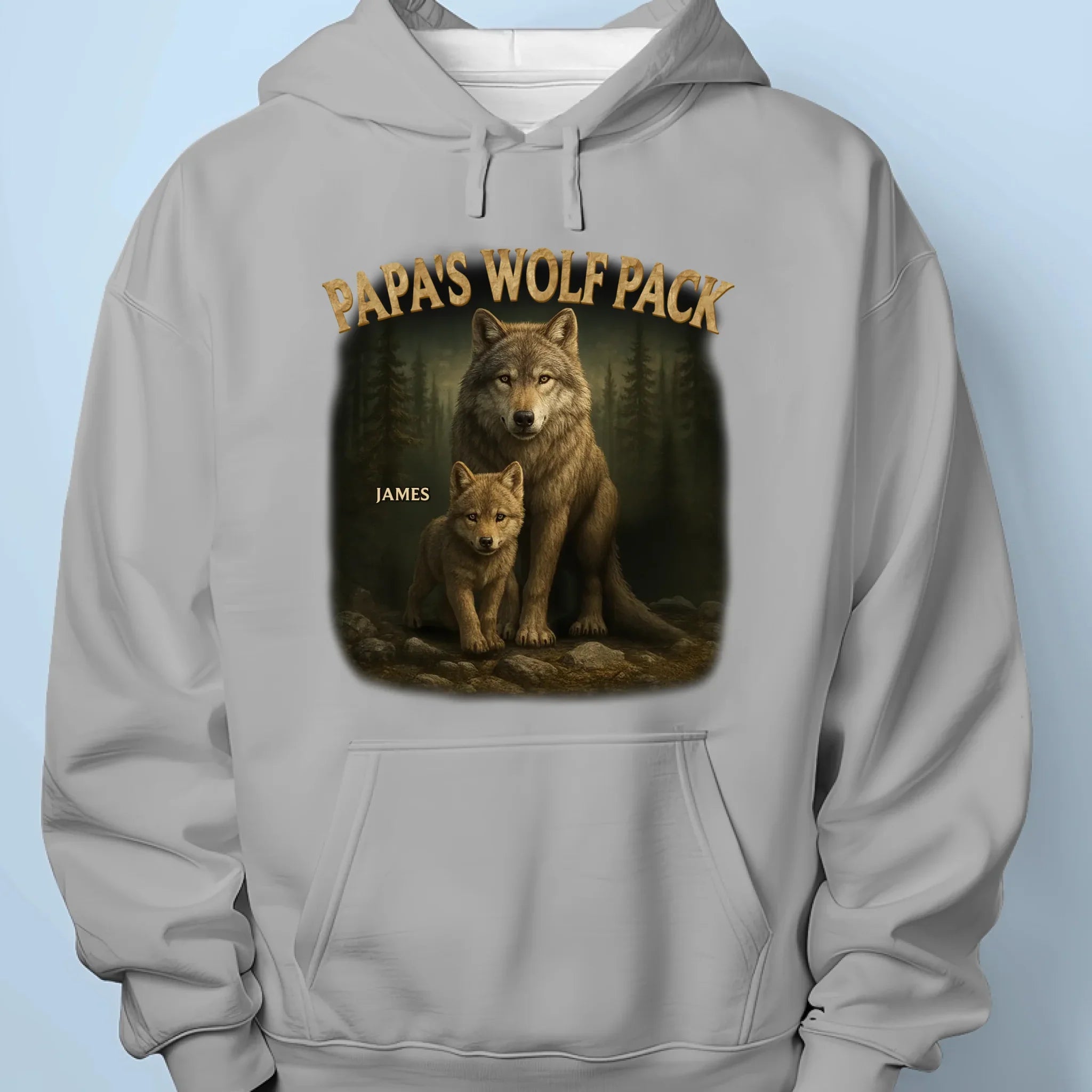 Papa’s Wolf Pack - Family Personalized Custom Unisex T-shirt, Premium T-shirt, Hoodie - New Arrival, Father's Day, Gift For Dad, Grandpa AMZ