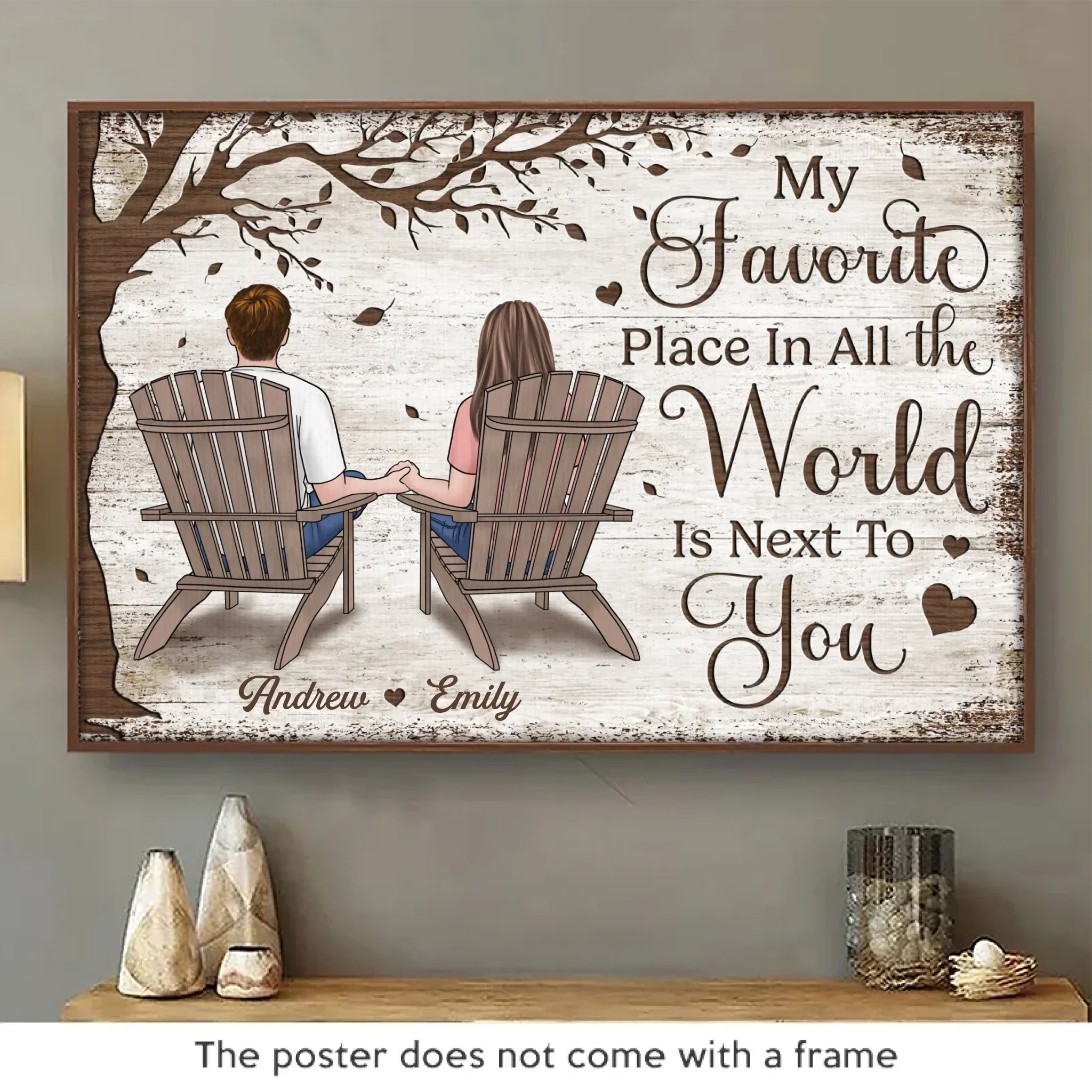 My Favorite Place In The World Is Next To You - Couple Personalized Custom Horizontal Poster - Gift For Husband Wife, Anniversary