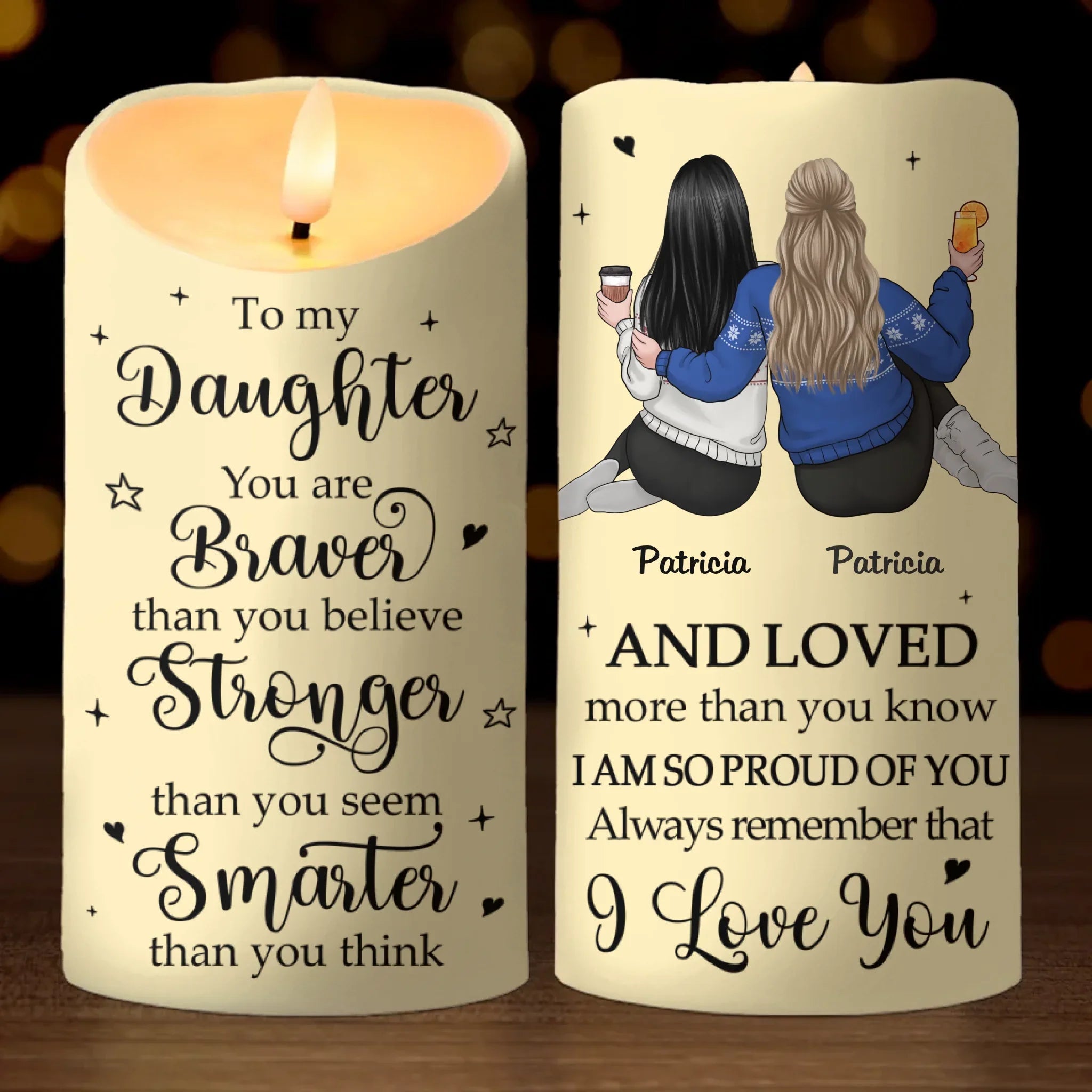 Forever Grateful, Forever Loving You, Mom - Family Personalized Custom LED Candle - Gift For Mom, Daughter