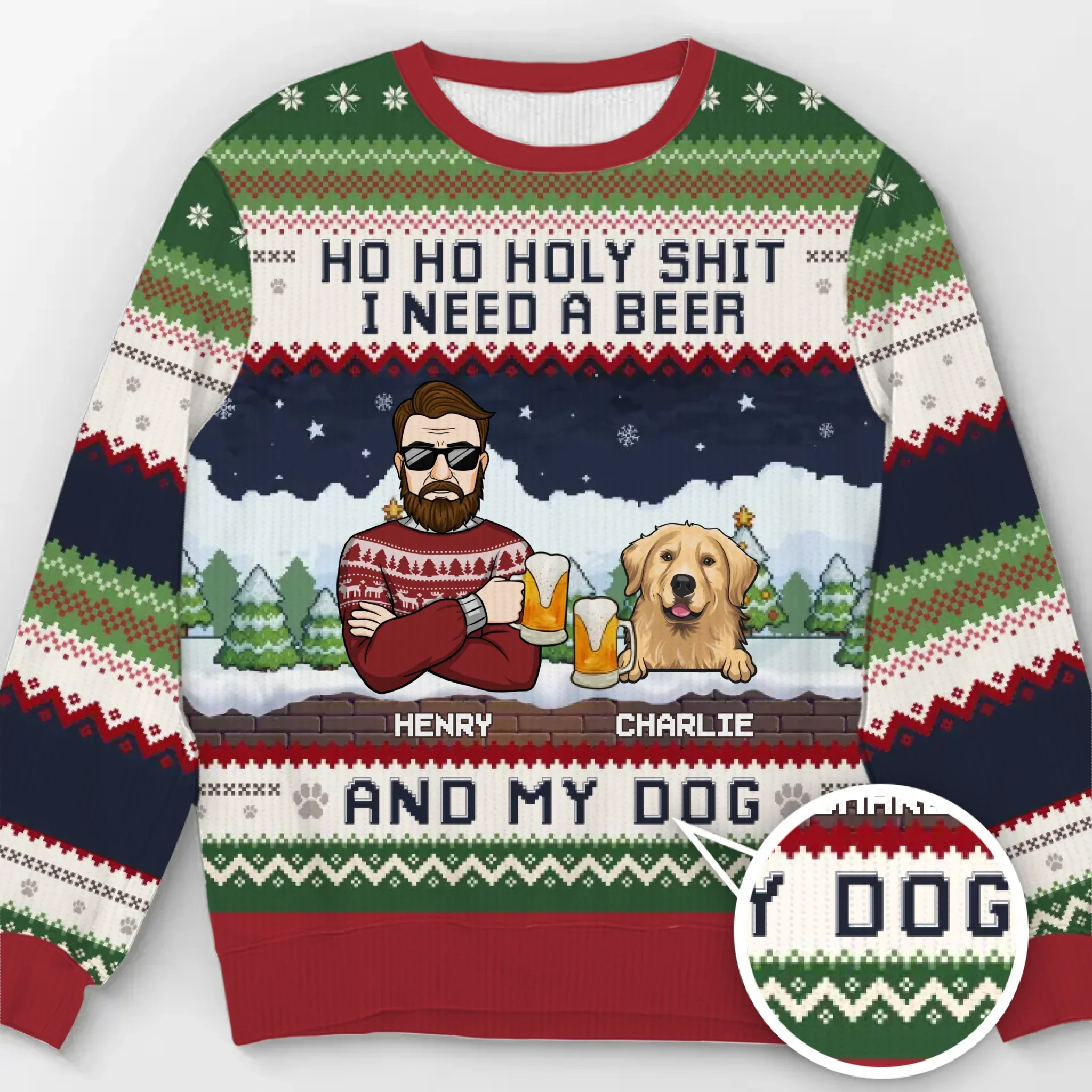 We Need A Beer And Our Cats - Dog & Cat Personalized Custom Ugly Sweatshirt - Unisex Wool Jumper - Christmas Gift For Husband Wife, Pet Owners, Pet Lovers
