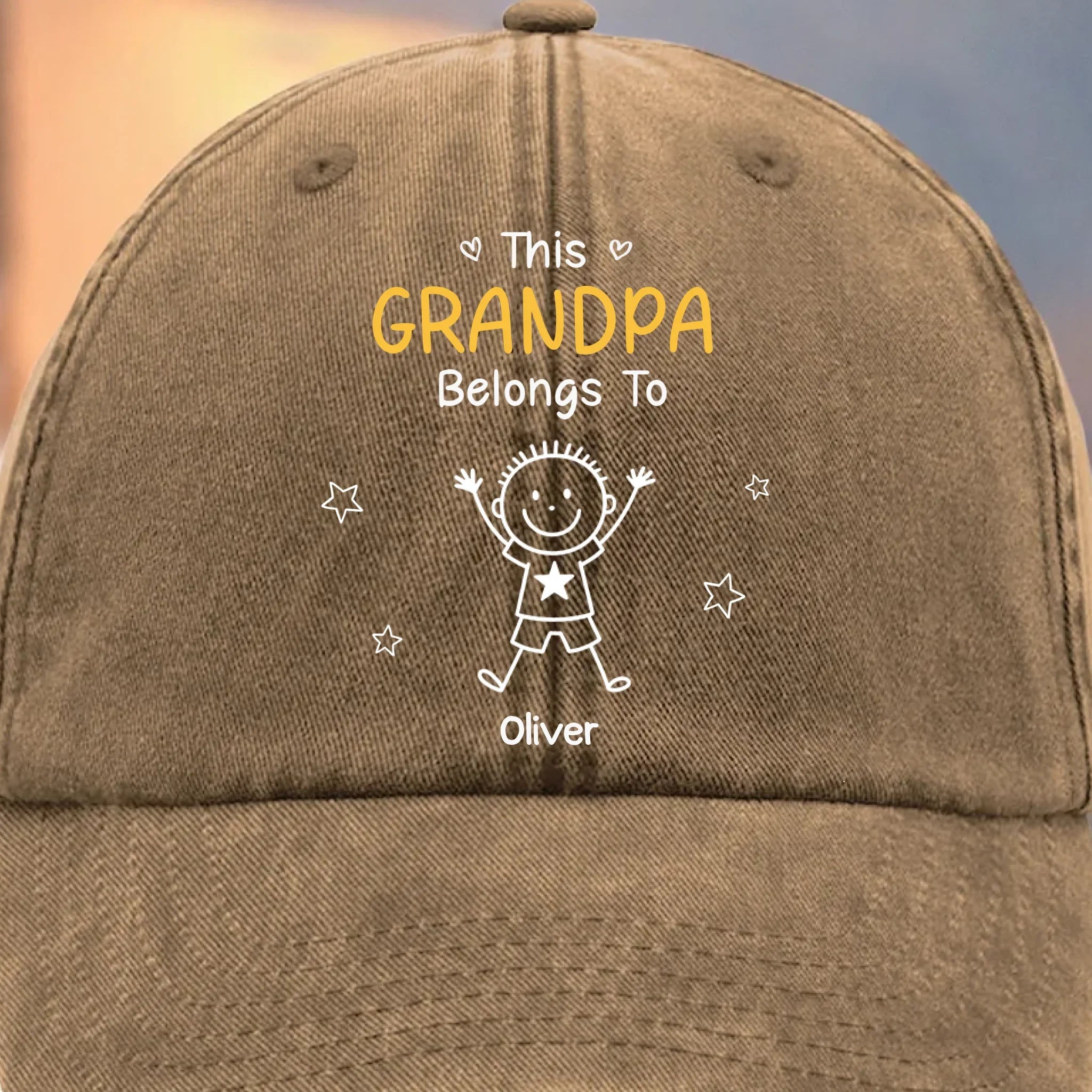 Custom Vintage Washed Denim Baseball Cap - Personalized Birthday Gifts For Dad, Grandpa - My Crew Makes Me Smile