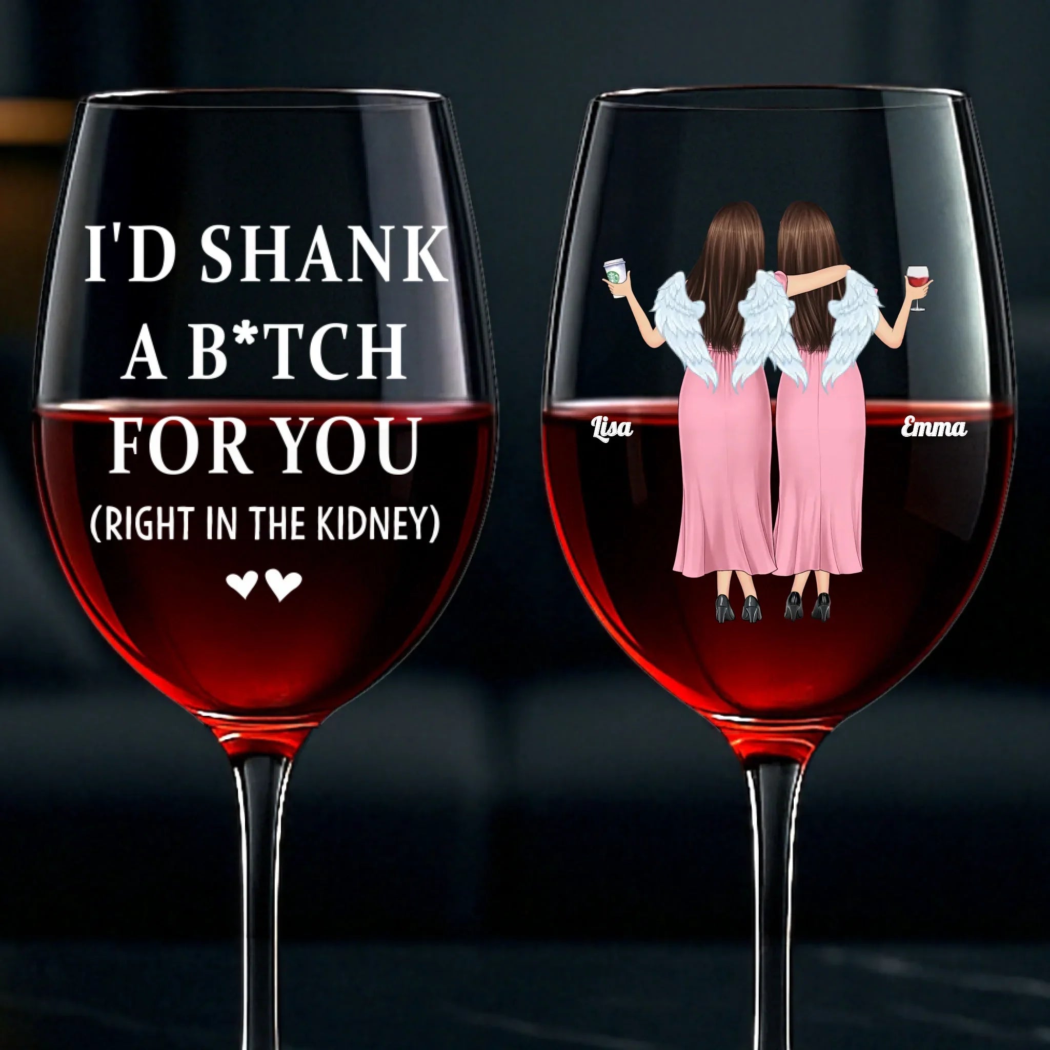 Custom Stemmed Wine Glass - Personalized Best Friend Birthday Gifts For Women, Besties, Sisters, BFF - Through All Seasons, Still Side by Side