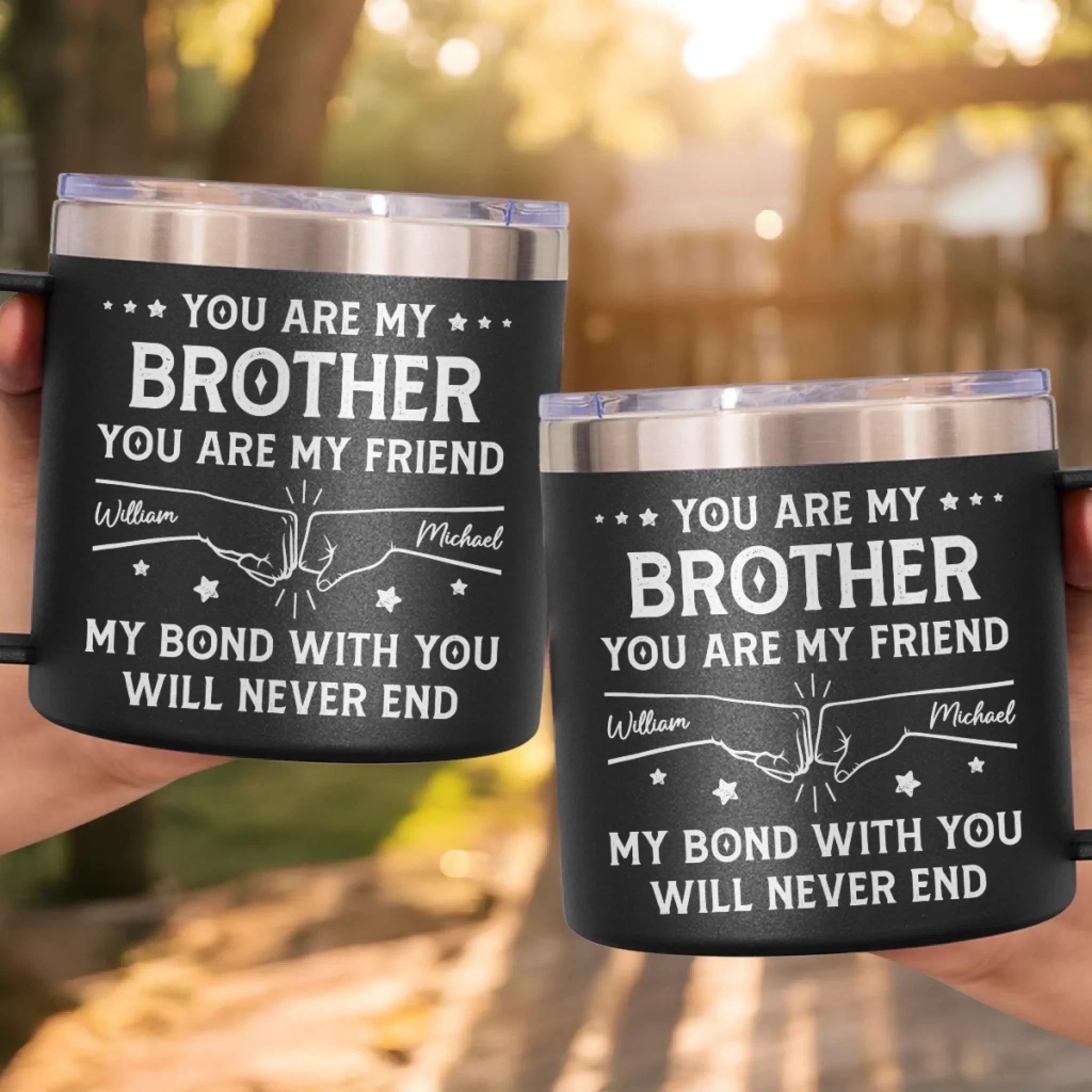 Custom 14oz Stainless Steel Tumbler With Handle - Personalized Birthday Gifts For Dad, Brother, Sister, Kids - Love In Every Sip