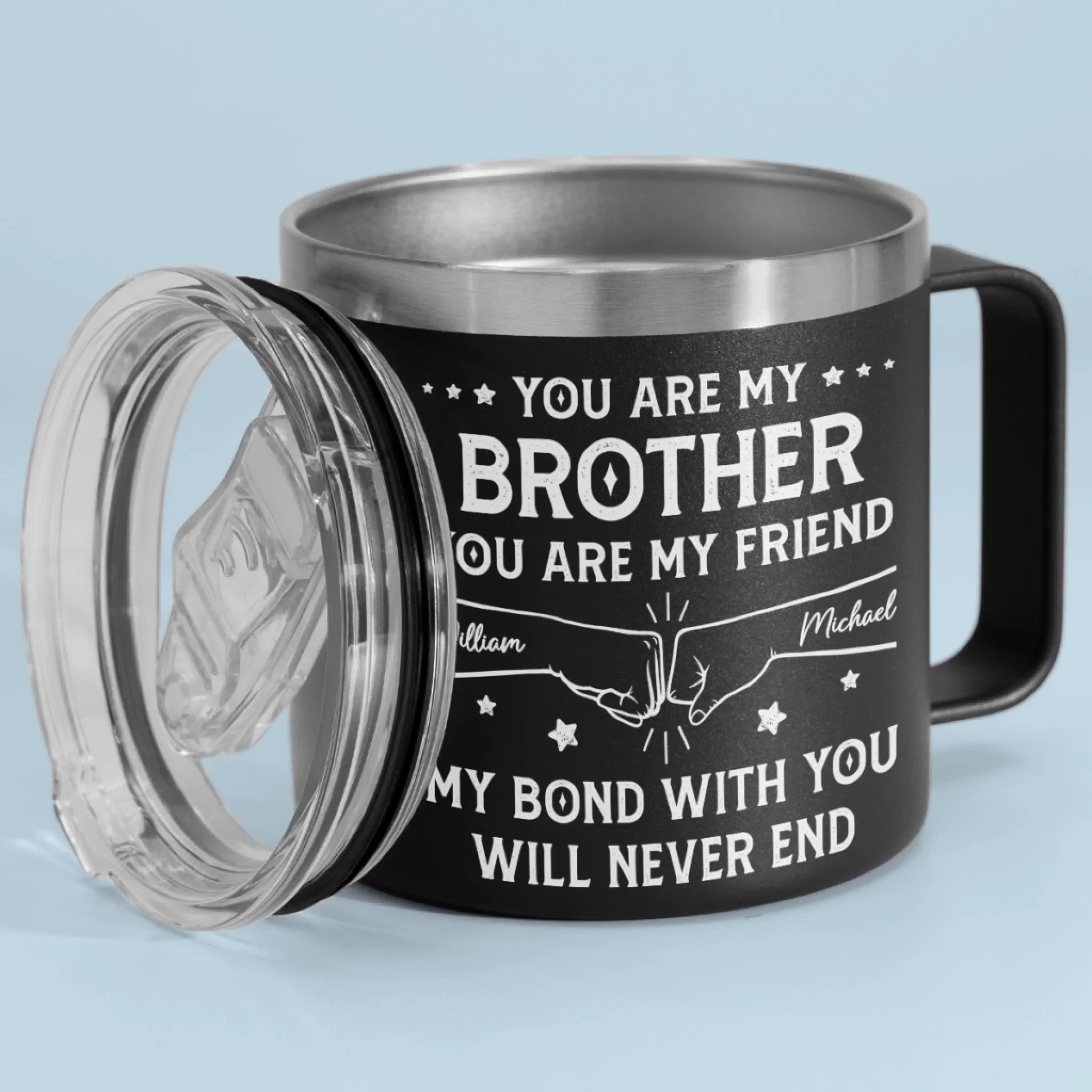 Custom 14oz Stainless Steel Tumbler With Handle - Personalized Birthday Gifts For Dad, Brother, Sister, Kids - Love In Every Sip