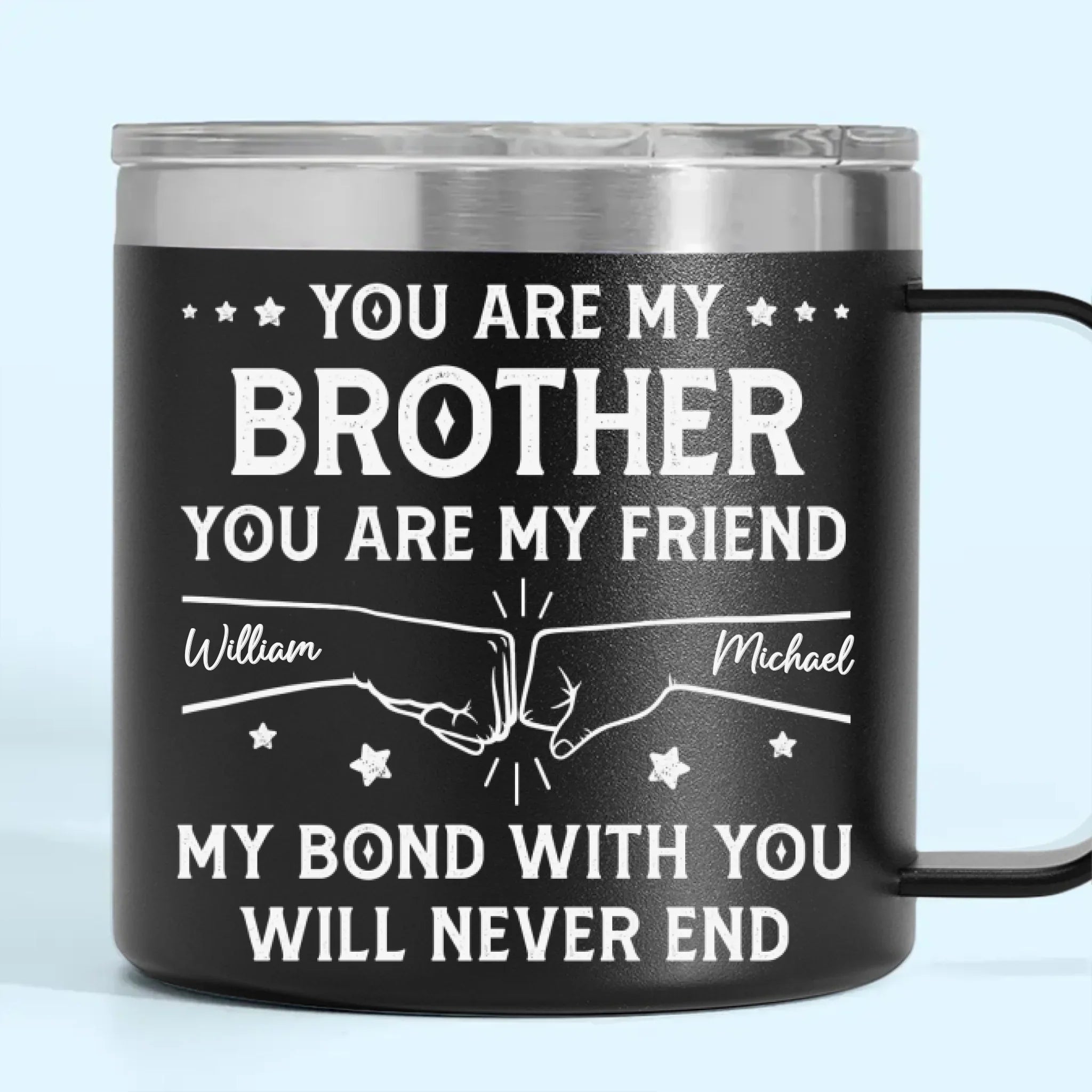 Custom 14oz Stainless Steel Tumbler With Handle - Personalized Birthday Gifts For Dad, Brother, Sister, Kids - Love In Every Sip