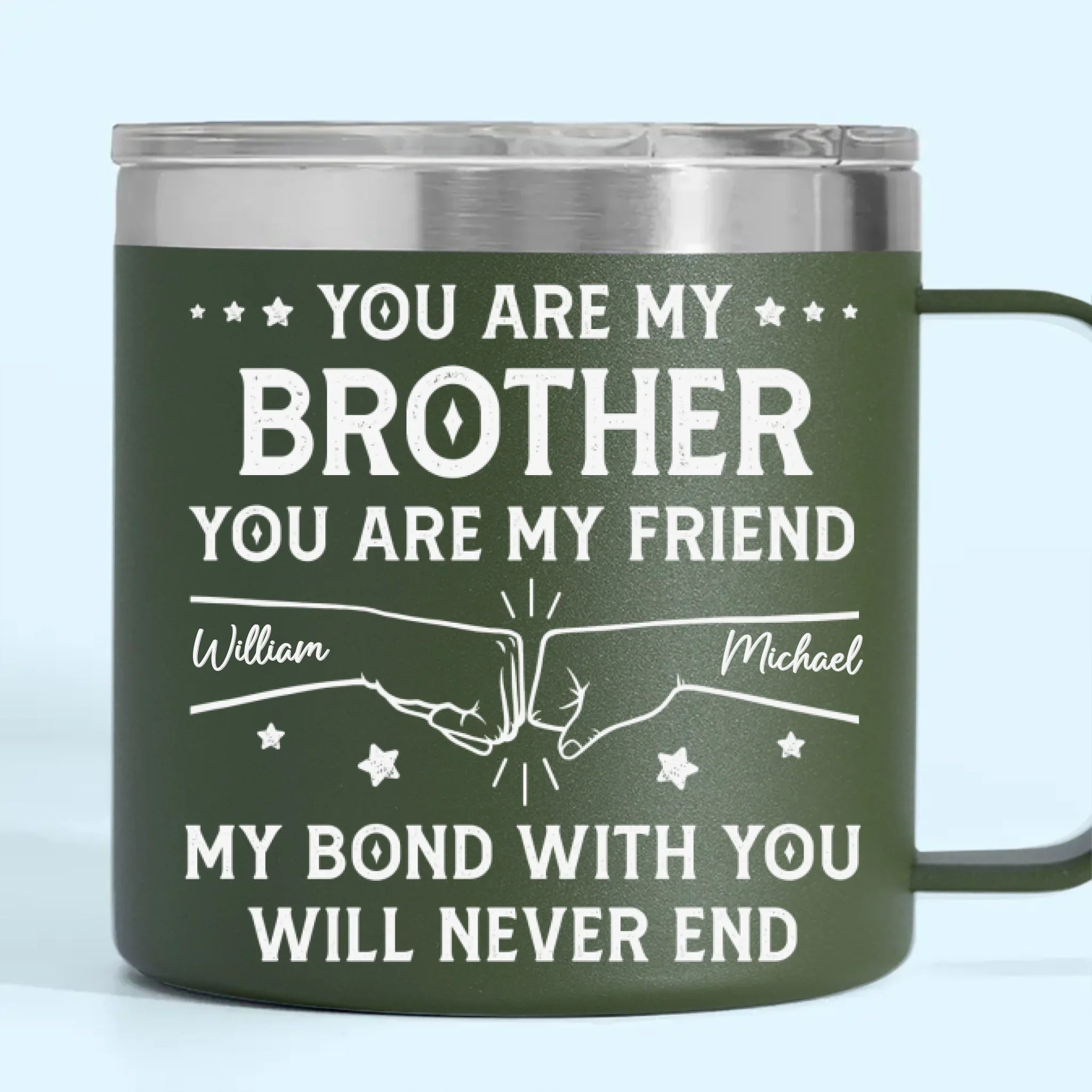Custom 14oz Stainless Steel Tumbler With Handle - Personalized Birthday Gifts For Dad, Brother, Sister, Kids - Love In Every Sip