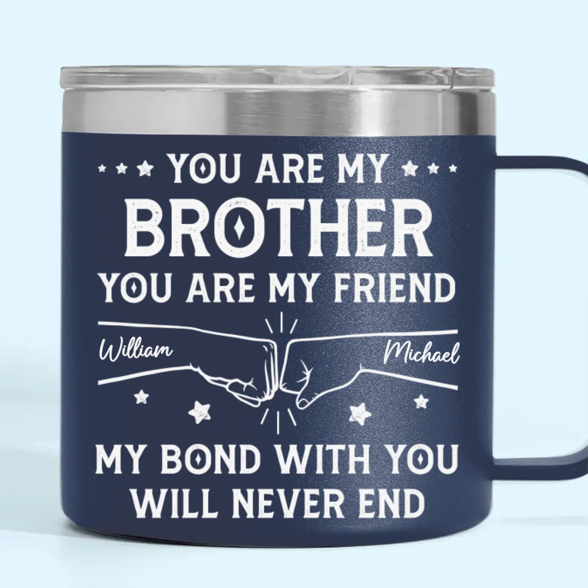 Custom 14oz Stainless Steel Tumbler With Handle - Personalized Birthday Gifts For Dad, Brother, Sister, Kids - Love In Every Sip