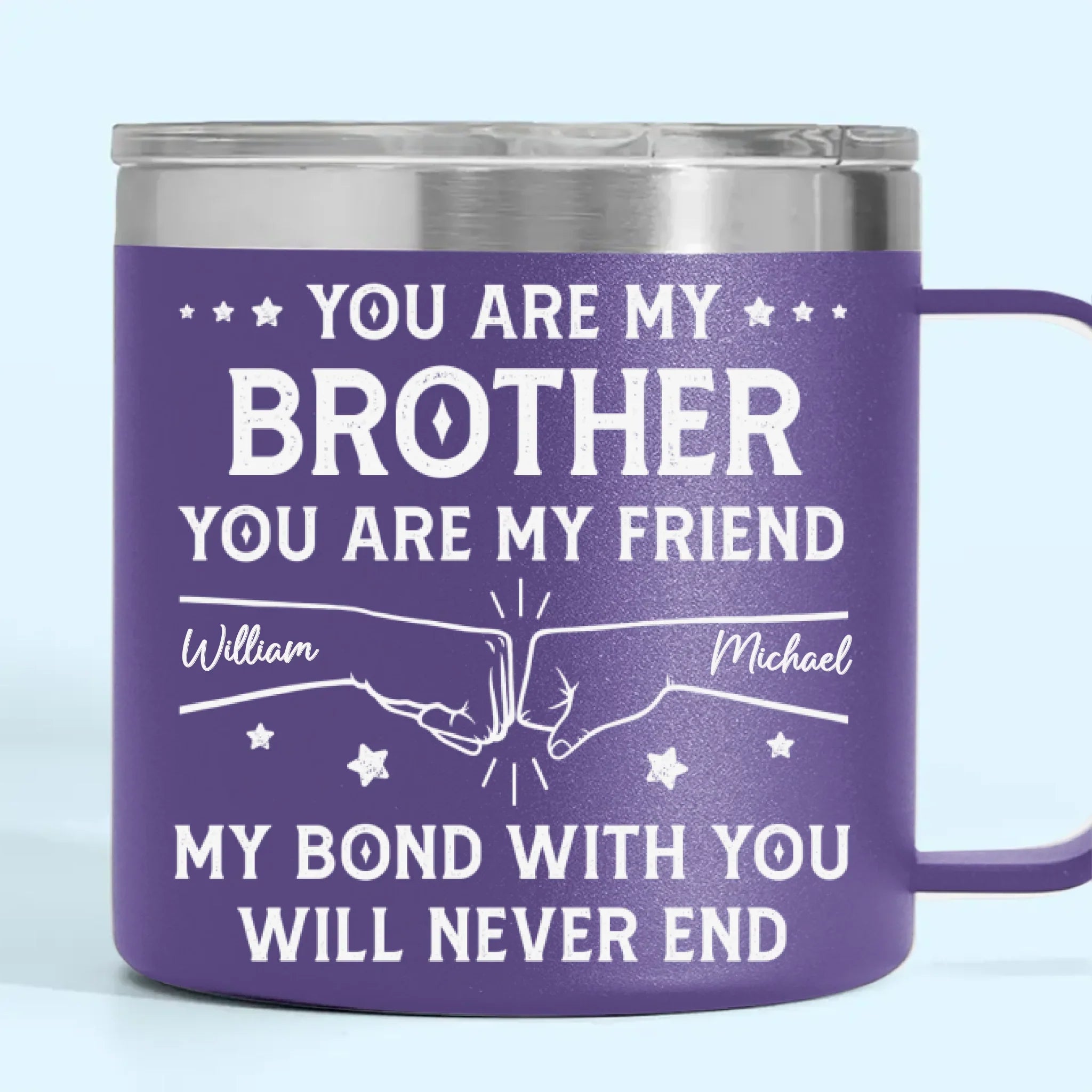 Custom 14oz Stainless Steel Tumbler With Handle - Personalized Birthday Gifts For Dad, Brother, Sister, Kids - Love In Every Sip