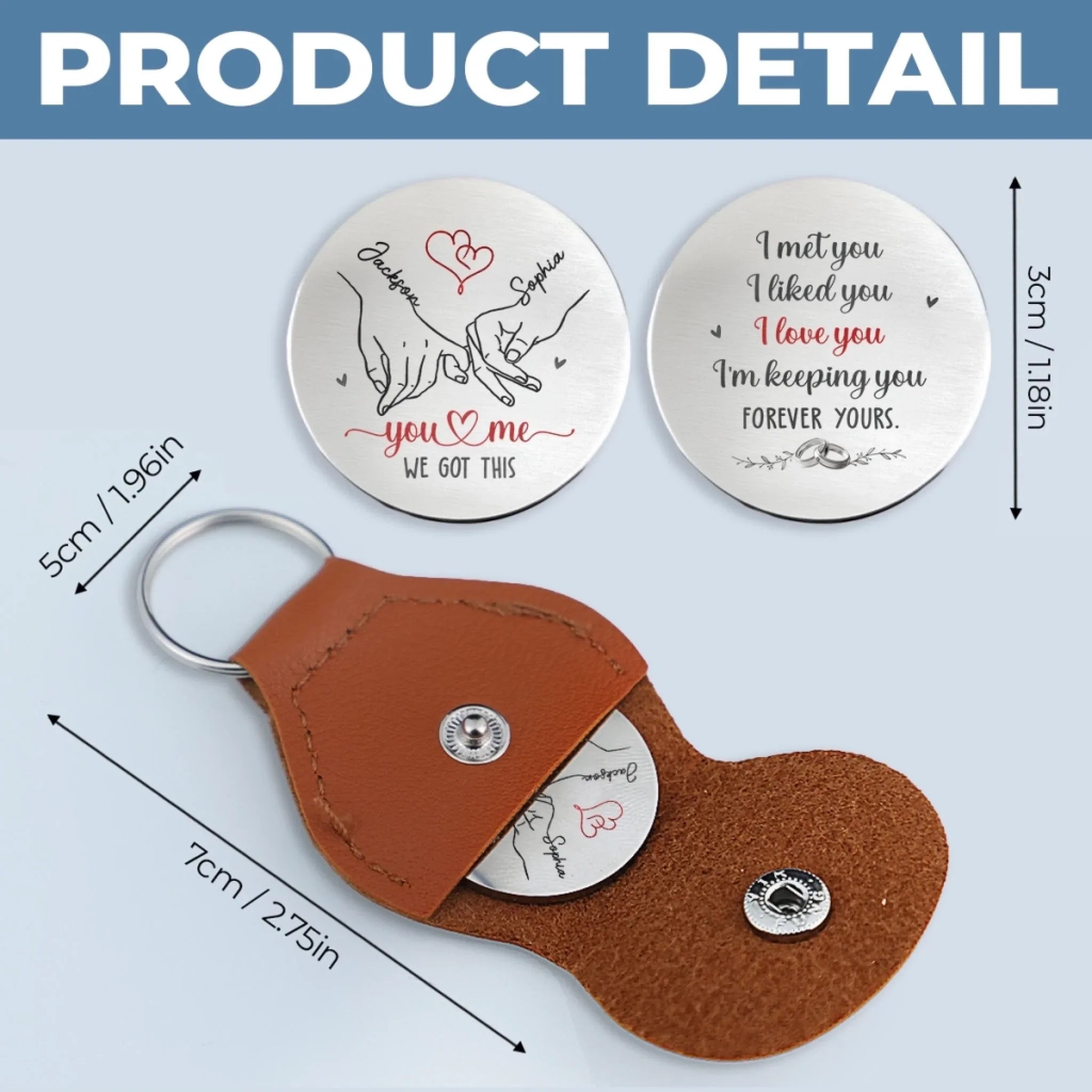 Custom Pocket Hug - Personalized Anniversary Wedding Gifts For Husband And Wife, Him And Her - Together In Every Moment