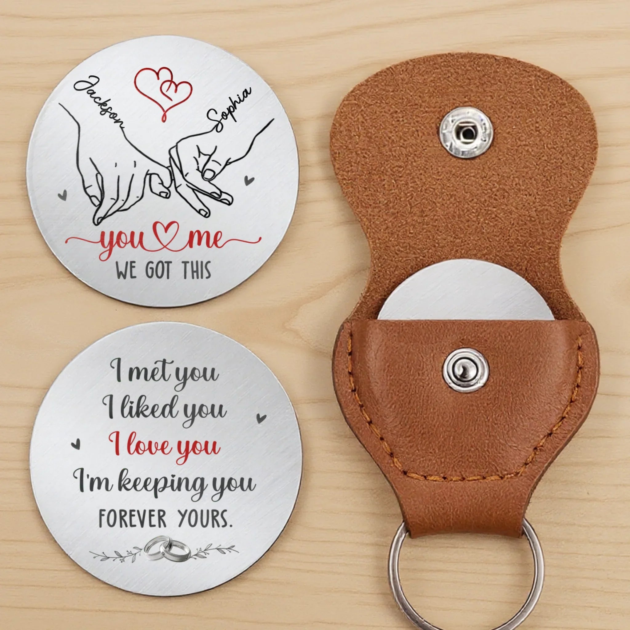 Custom Pocket Hug - Personalized Anniversary Wedding Gifts For Husband And Wife, Him And Her - Together In Every Moment