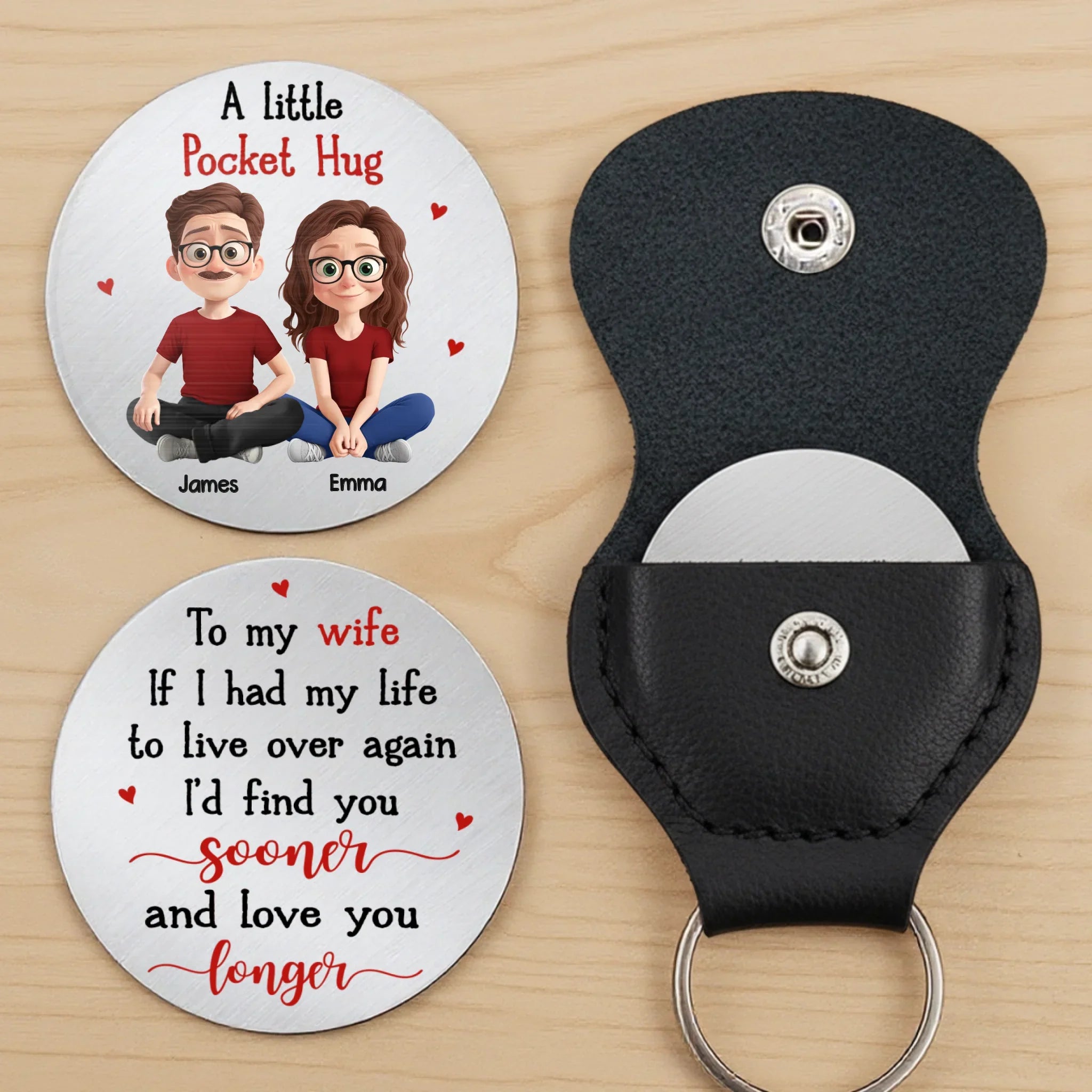 Custom Pocket Hug - Personalized Anniversary Wedding Gifts For Husband And Wife, Him And Her - Built On Trust And Laughter