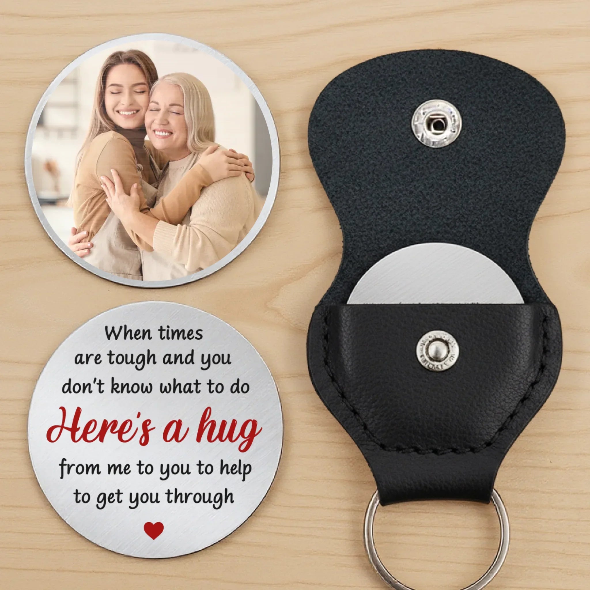 Custom Photo A Hug In Words For When I Can’t Be There To Hold You - Family Personalized Custom Pocket Hug - Gift For Family Members