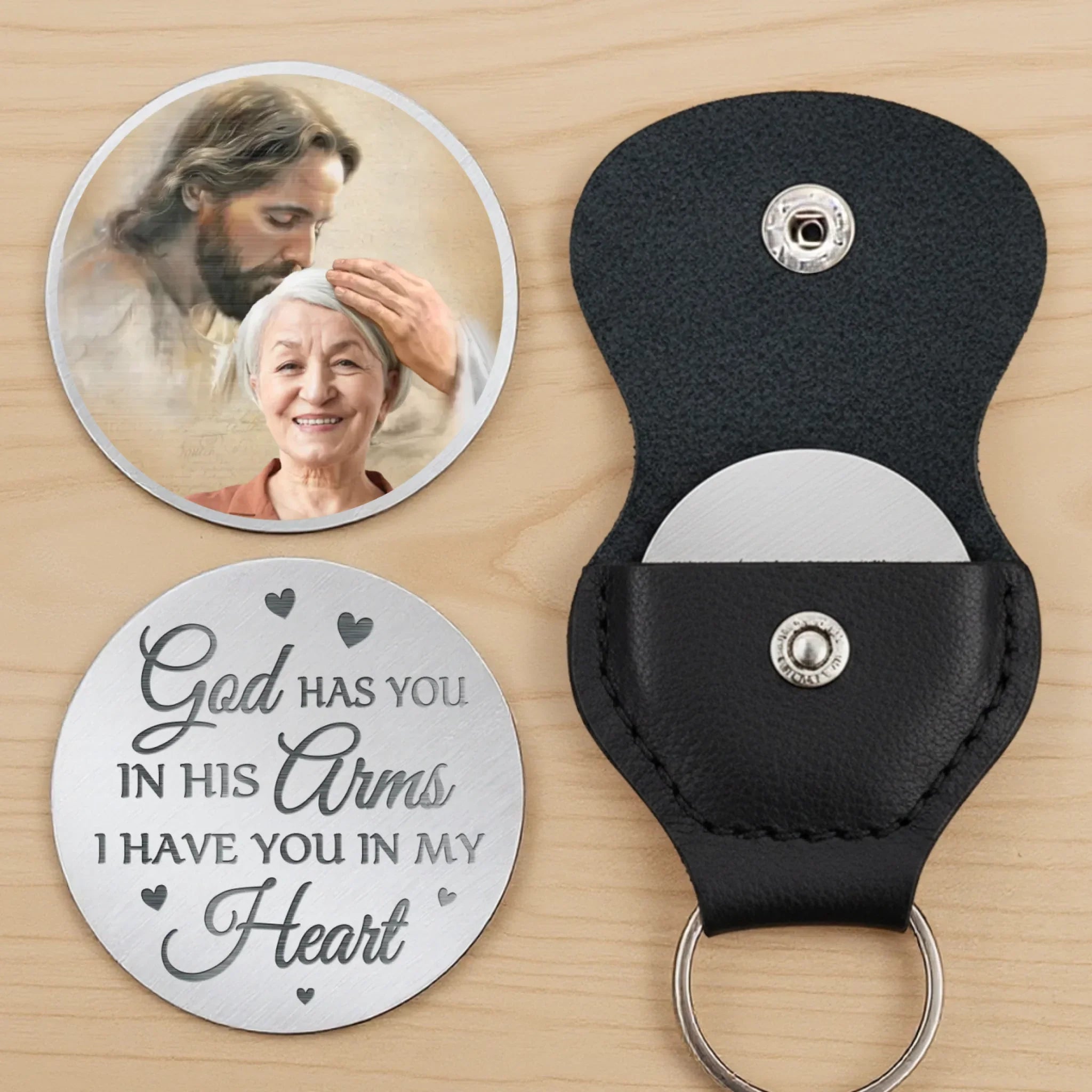 Custom Photo Love Never Ends, It Just Transforms - Memorial Personalized Custom Pocket Hug - Sympathy Gift For Family Members