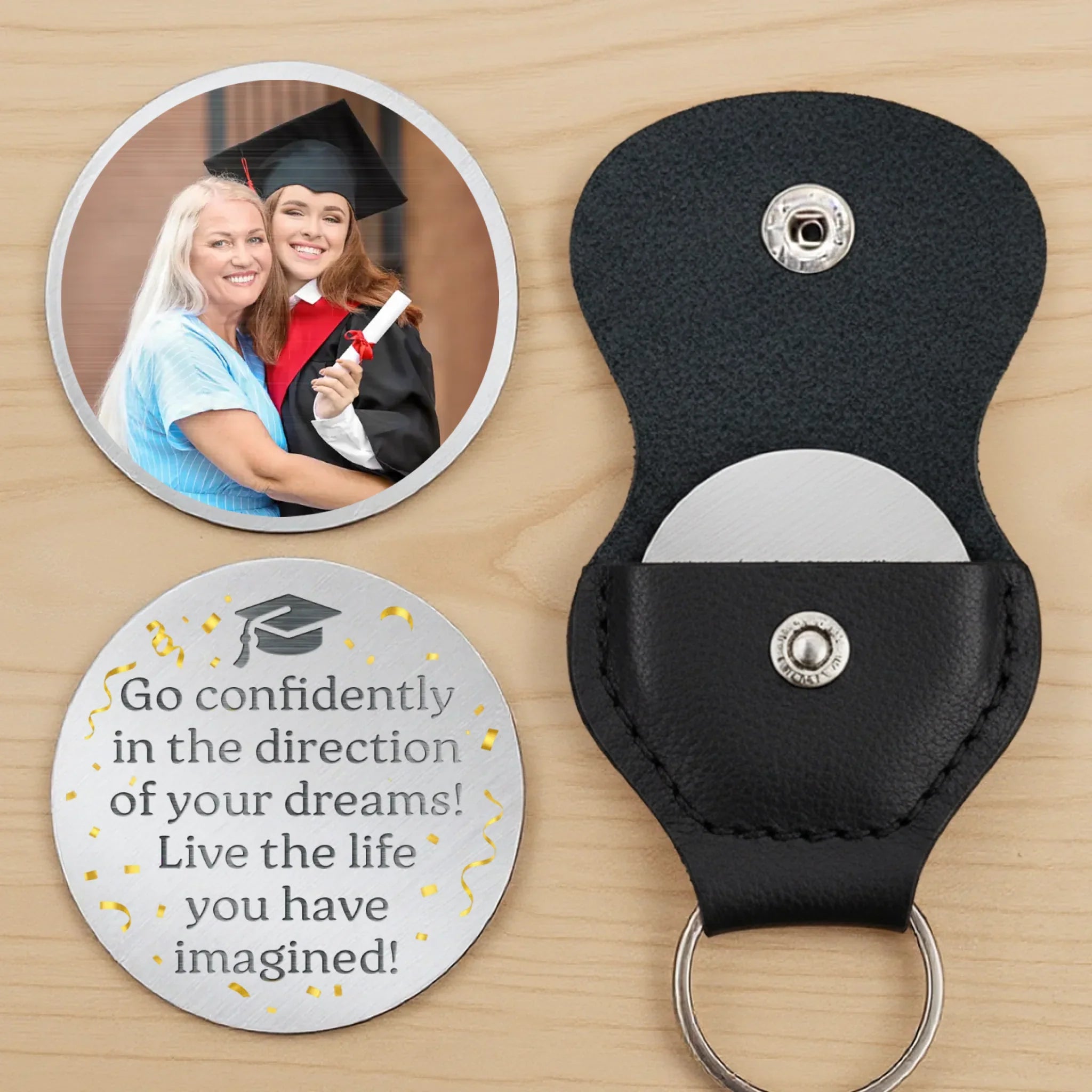 Custom Photo Graduate Today, Inspiration Forever - Family Personalized Custom Pocket Hug - Graduation Gift For Family Members, Siblings, Brothers, Sisters