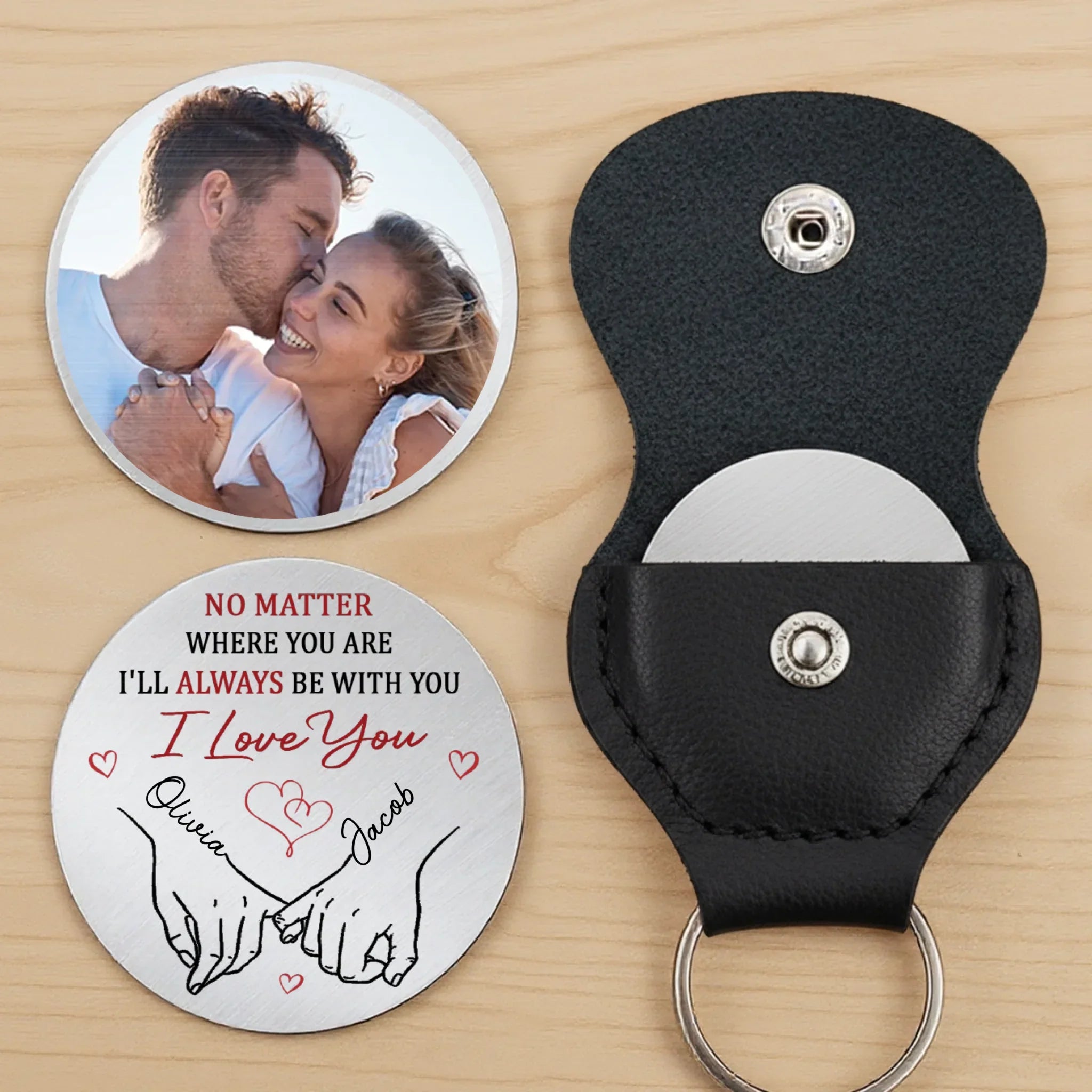 Custom Photo My Love Is Always By Your Side - Couple Personalized Custom Pocket Hug - Gift For Husband Wife, Anniversary