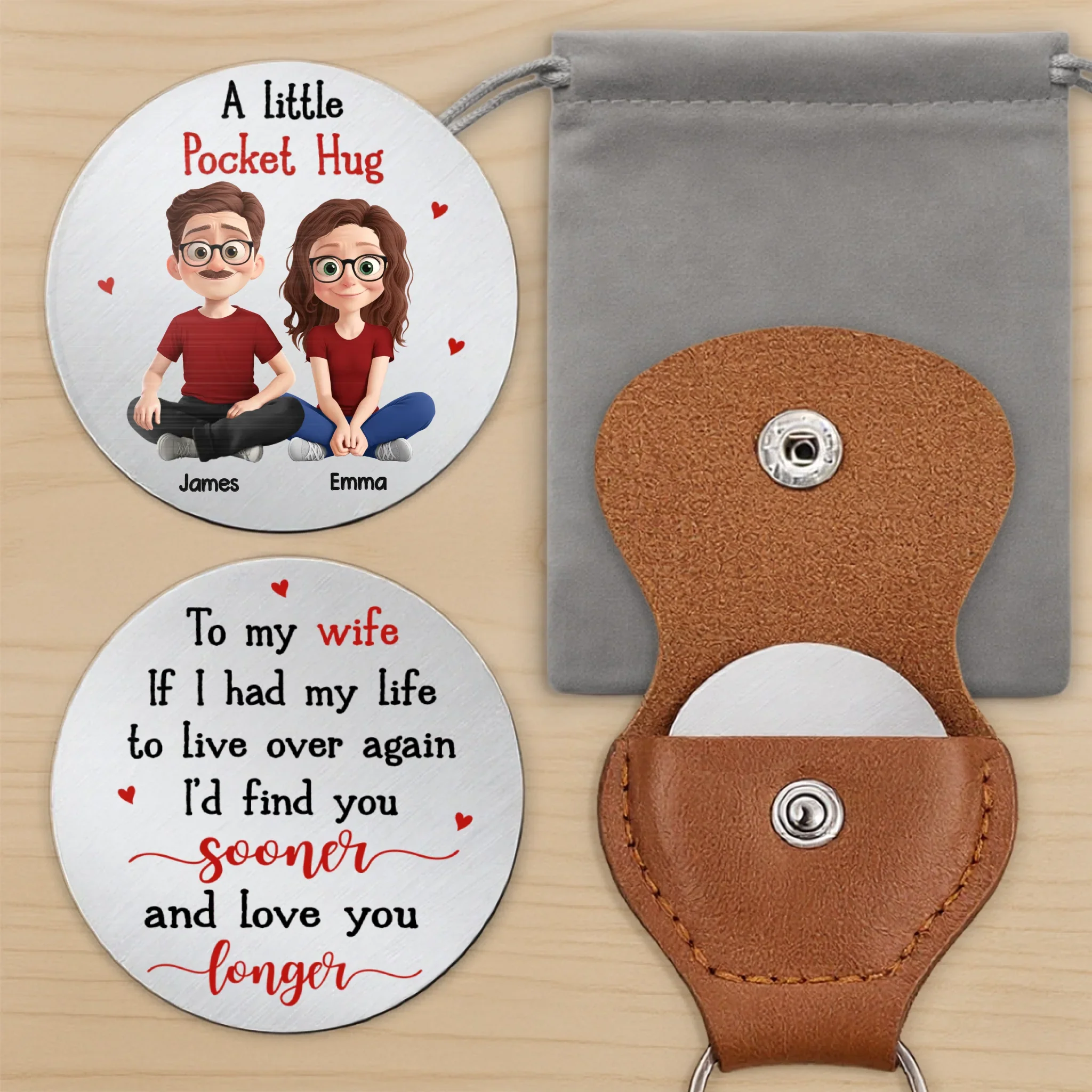 Custom Pocket Hug - Personalized Anniversary Wedding Gifts For Husband And Wife, Him And Her - Built On Trust And Laughter