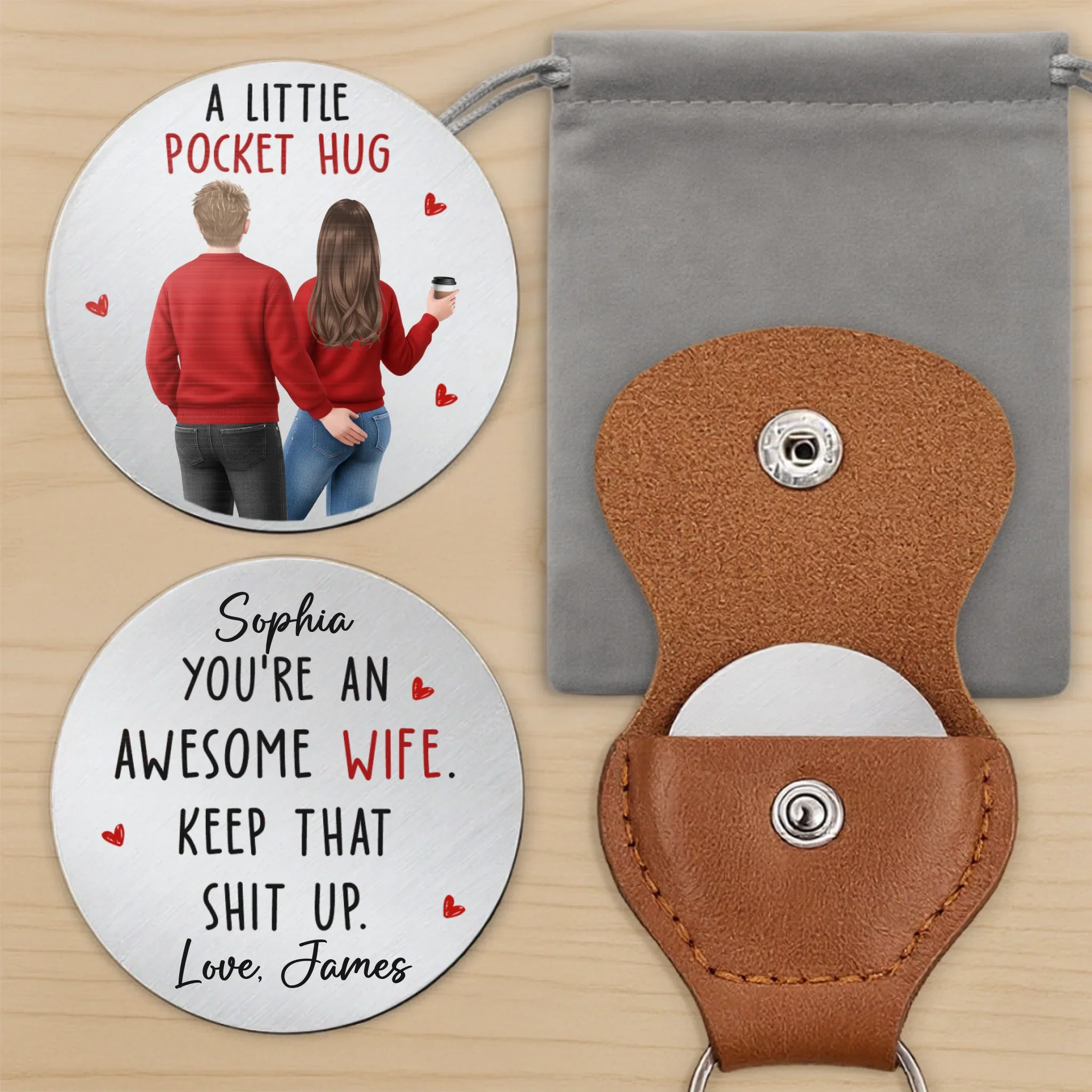 Custom Pocket Hug - Personalized Anniversary Wedding Gifts For Husband And Wife, Him And Her - Together We Keep Choosing Us
