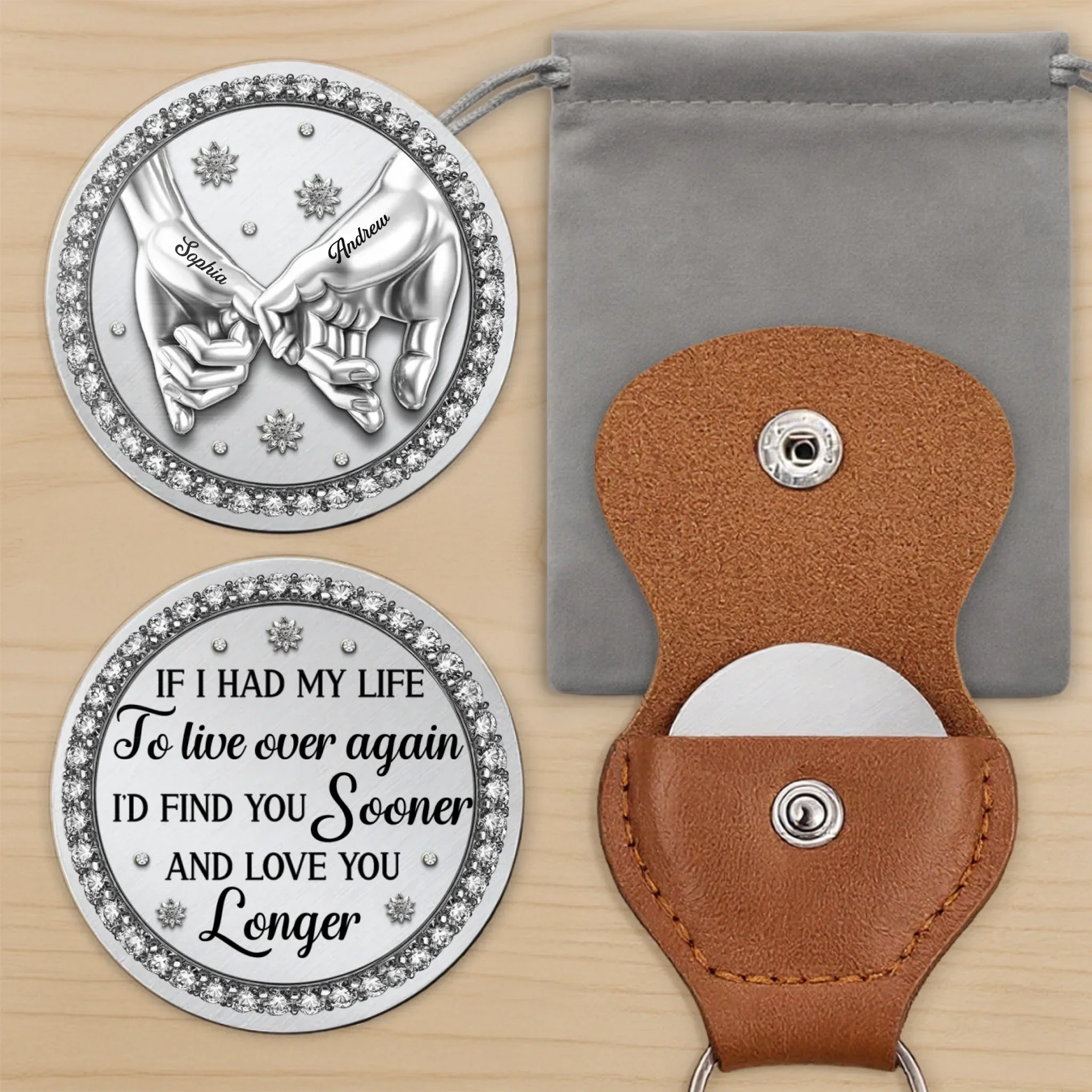 Custom Pocket Hug - Personalized Anniversary Wedding Gifts For Husband And Wife, Him And Her - Our Love Grows Quietly Strong