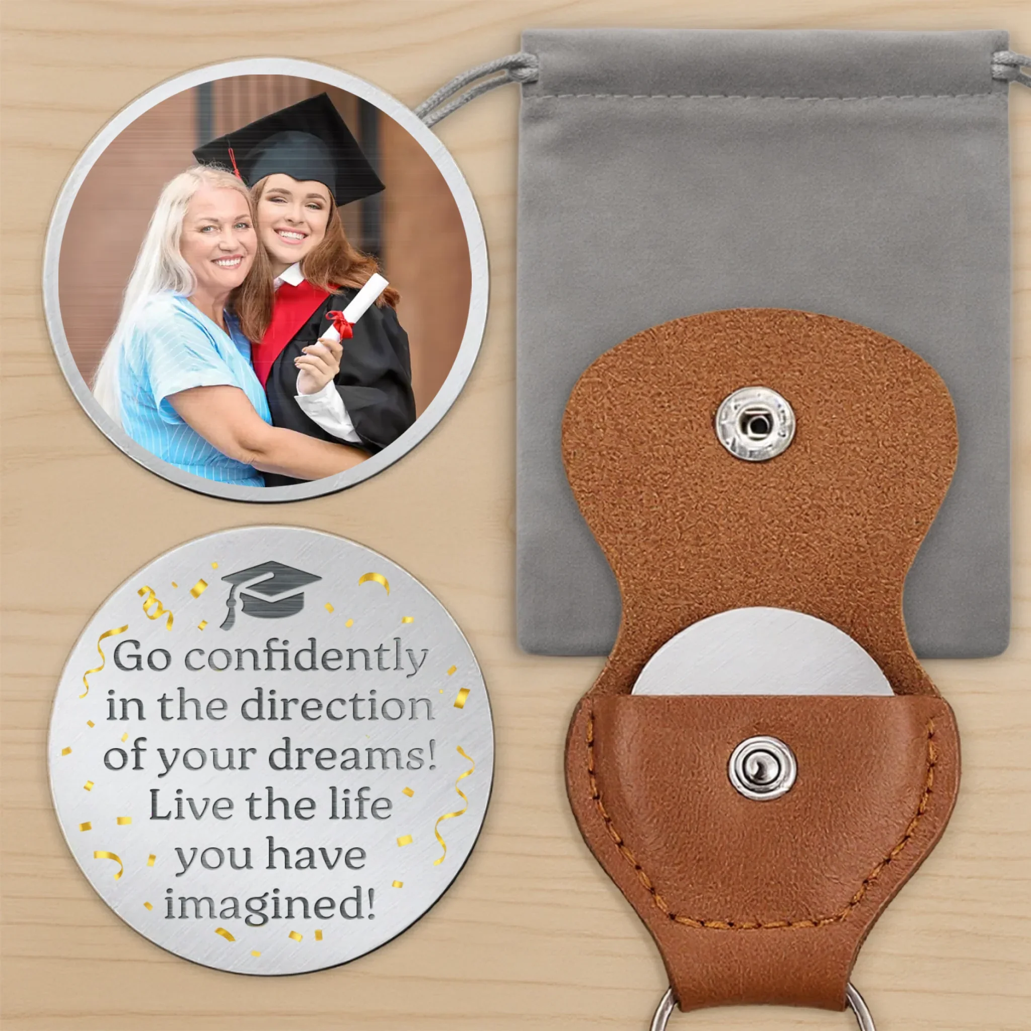 Custom Photo Graduate Today, Inspiration Forever - Family Personalized Custom Pocket Hug - Graduation Gift For Family Members, Siblings, Brothers, Sisters