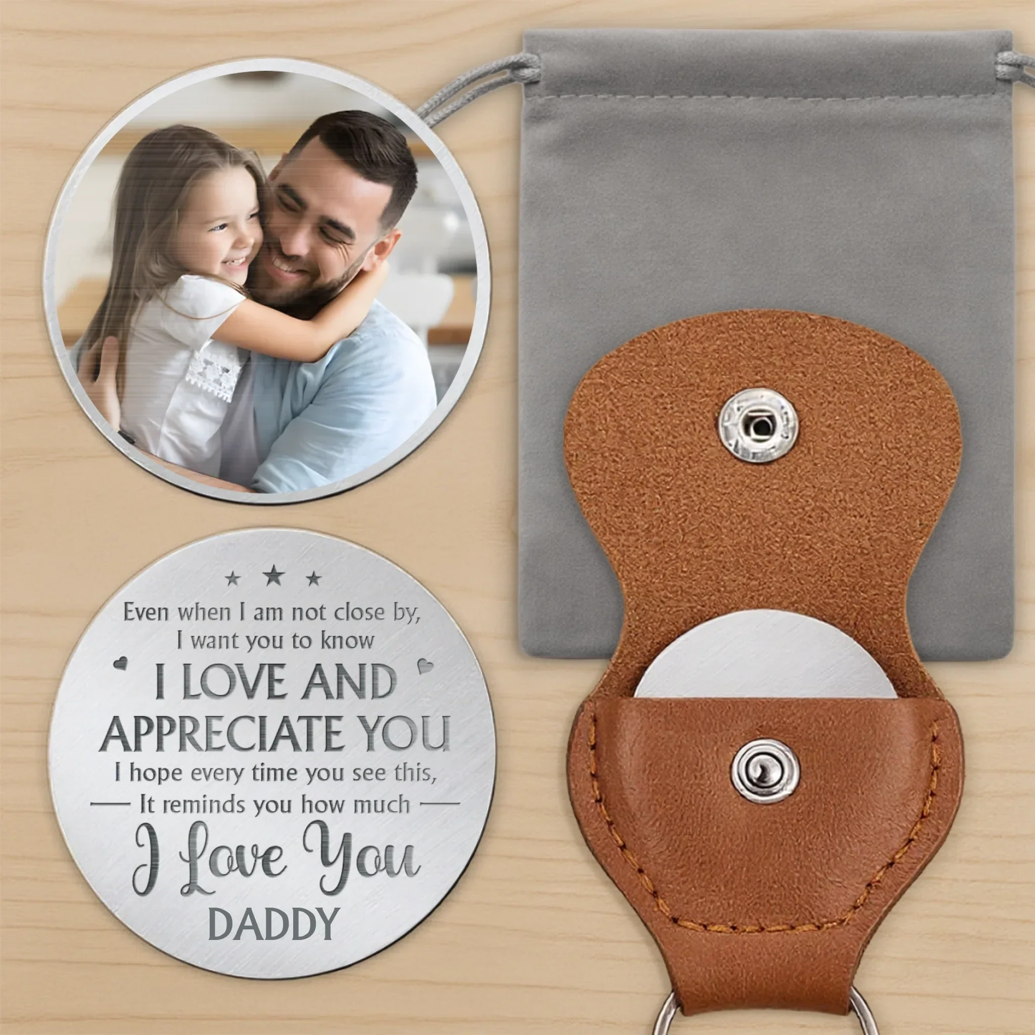 Custom Photo My First Hero, My Forever Friend - Family Personalized Custom Pocket Hug - Father's Day, Gift For Dad, Grandpa, Son, Daughter, Grandson, Granddaughter