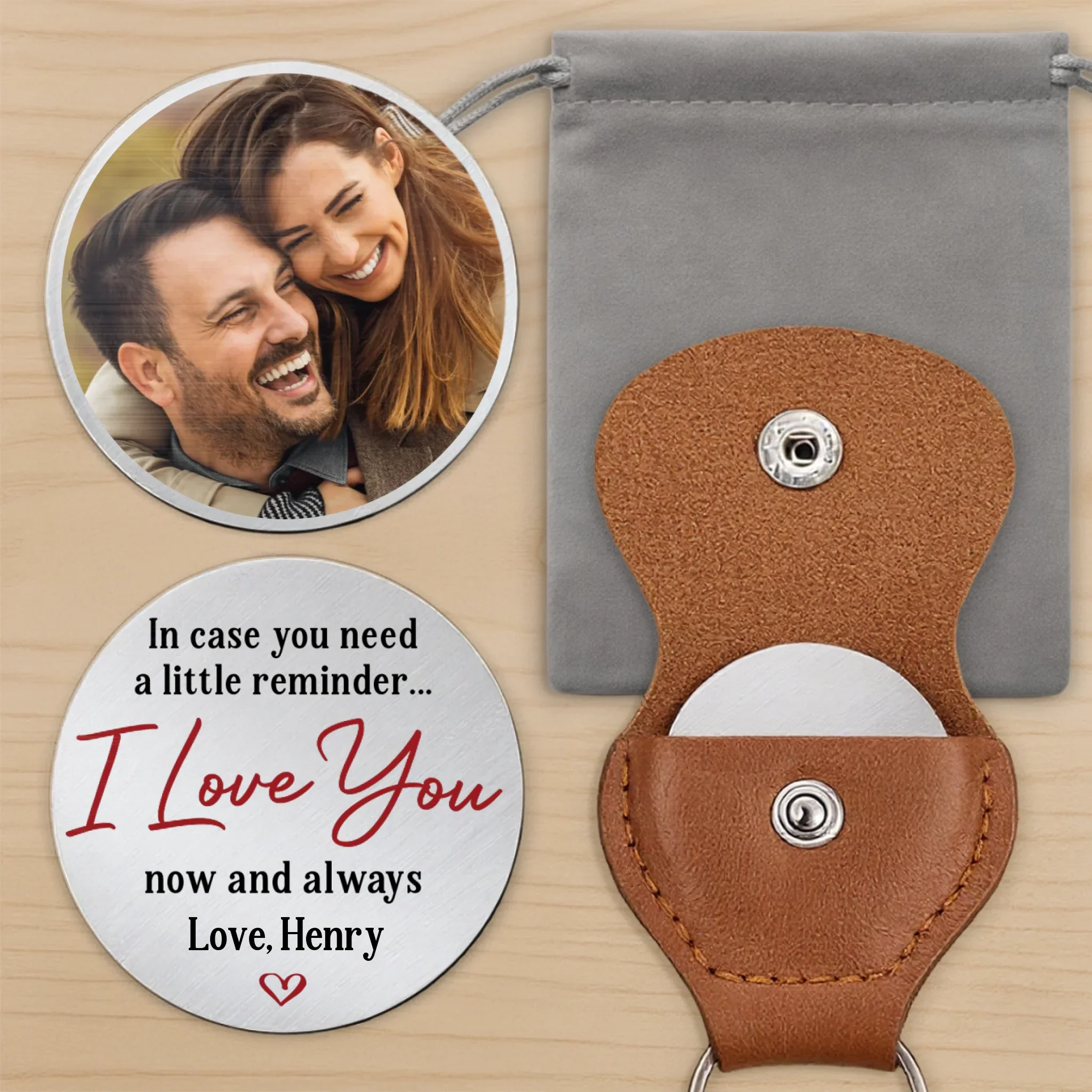 Custom Photo A Little Hug Goes A Long Way - Couple Personalized Custom Pocket Hug - Gift For Husband Wife, Anniversary