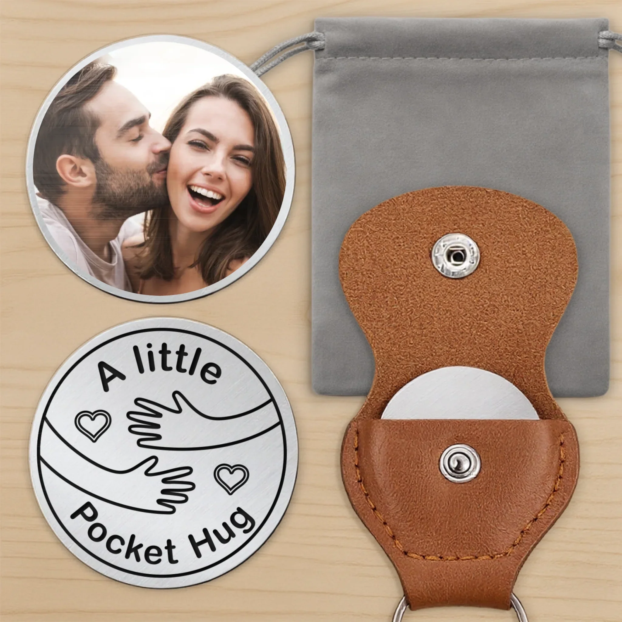 Custom Photo Keep A Hug With You, Always - Couple Personalized Custom Pocket Hug - Gift For Husband Wife, Anniversary