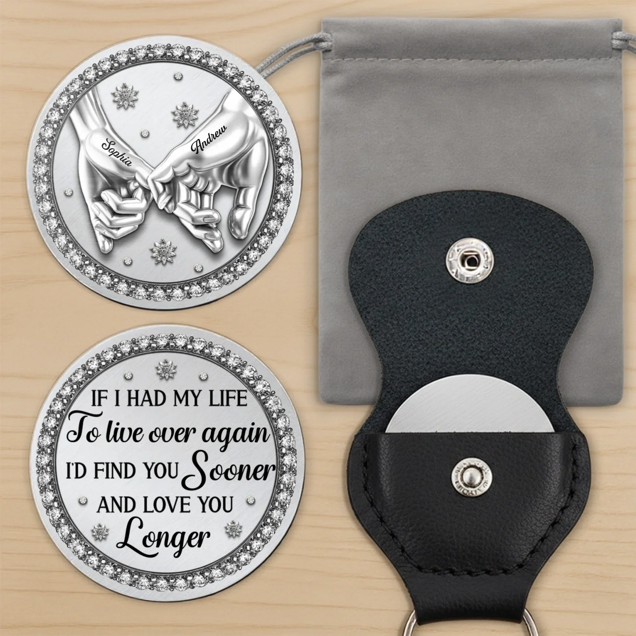 Custom Pocket Hug - Personalized Anniversary Wedding Gifts For Husband And Wife, Him And Her - Our Love Grows Quietly Strong