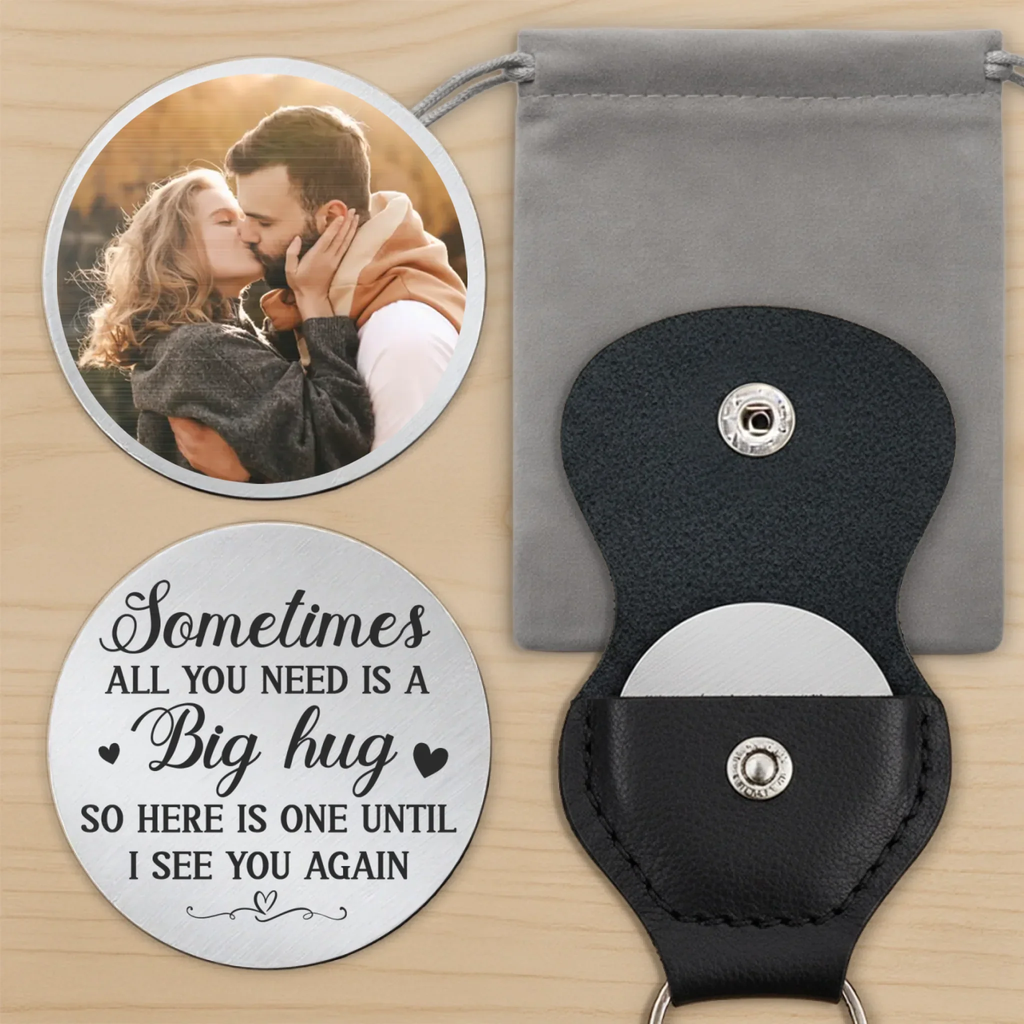 Custom Photo Sometimes All You Need Is A Big Hug - Couple Personalized Custom Pocket Hug - Gift For Husband Wife, Anniversary