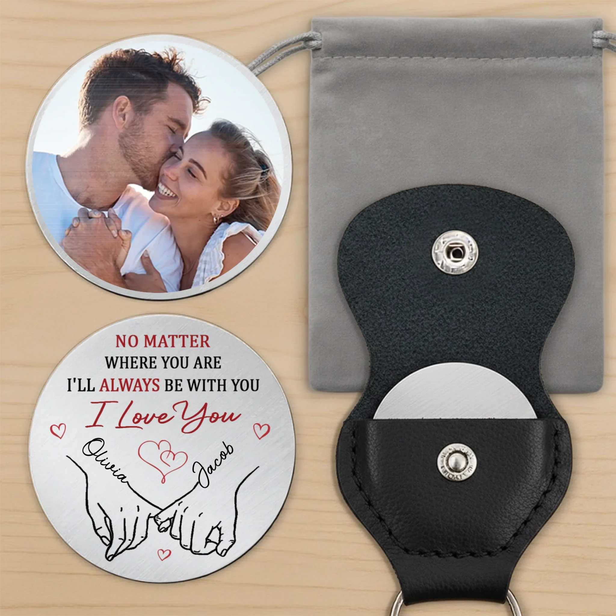 Custom Photo My Love Is Always By Your Side - Couple Personalized Custom Pocket Hug - Gift For Husband Wife, Anniversary