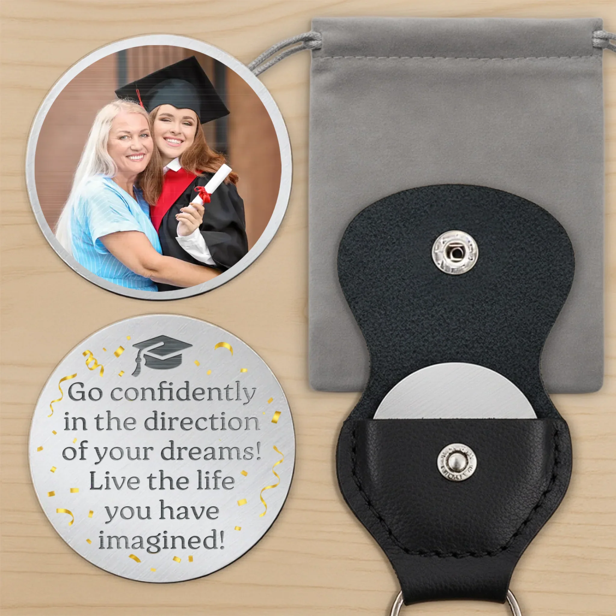 Custom Photo Graduate Today, Inspiration Forever - Family Personalized Custom Pocket Hug - Graduation Gift For Family Members, Siblings, Brothers, Sisters