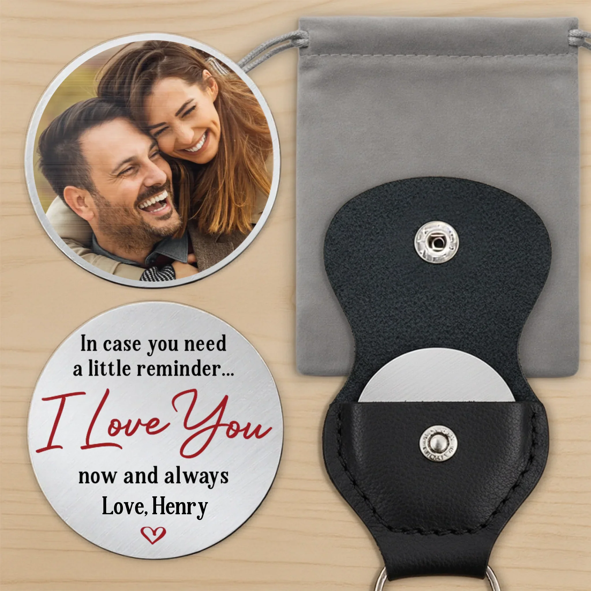 Custom Photo A Little Hug Goes A Long Way - Couple Personalized Custom Pocket Hug - Gift For Husband Wife, Anniversary