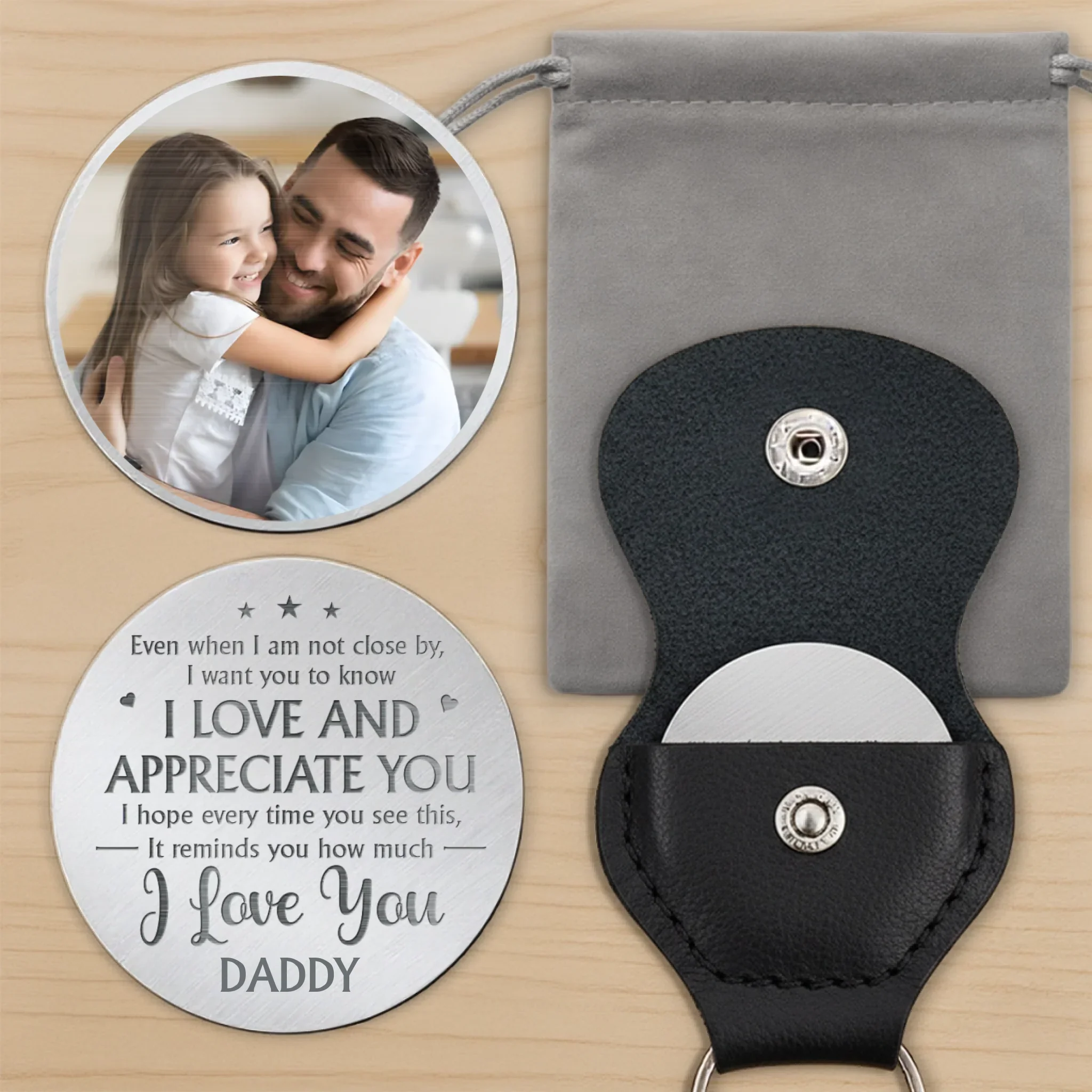 Custom Photo My First Hero, My Forever Friend - Family Personalized Custom Pocket Hug - Father's Day, Gift For Dad, Grandpa, Son, Daughter, Grandson, Granddaughter