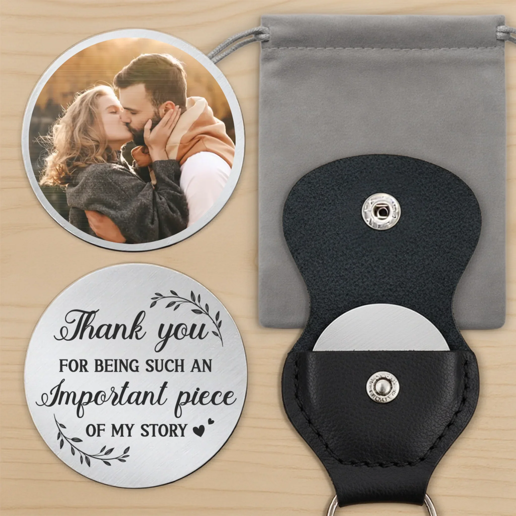 Custom Photo Thank You For Being Such An Immportant Piece Of My Story - Couple Personalized Custom Pocket Hug - Gift For Husband Wife, Anniversary