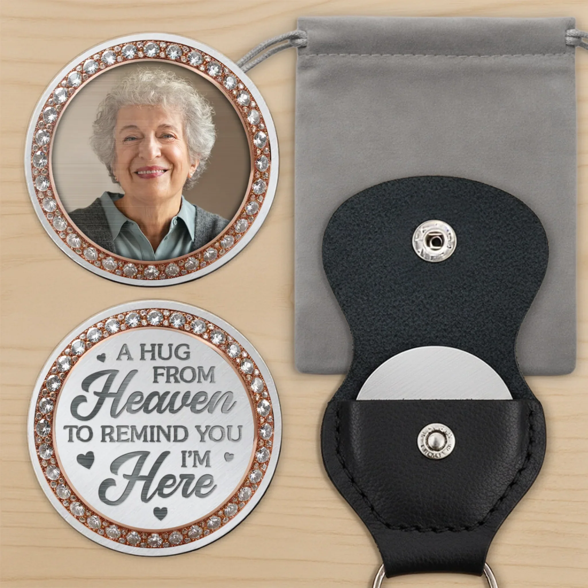 Custom Photo Pocket Hug - Personalized Memorial Sympathy Gifts For Loss Of Mom, Dad - In My Heart, Always With You