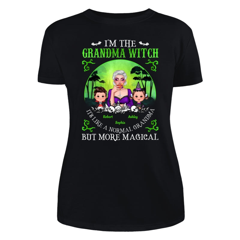 Grandma Mom Witch Neon Green Moon Halloween Personalized Shirt
