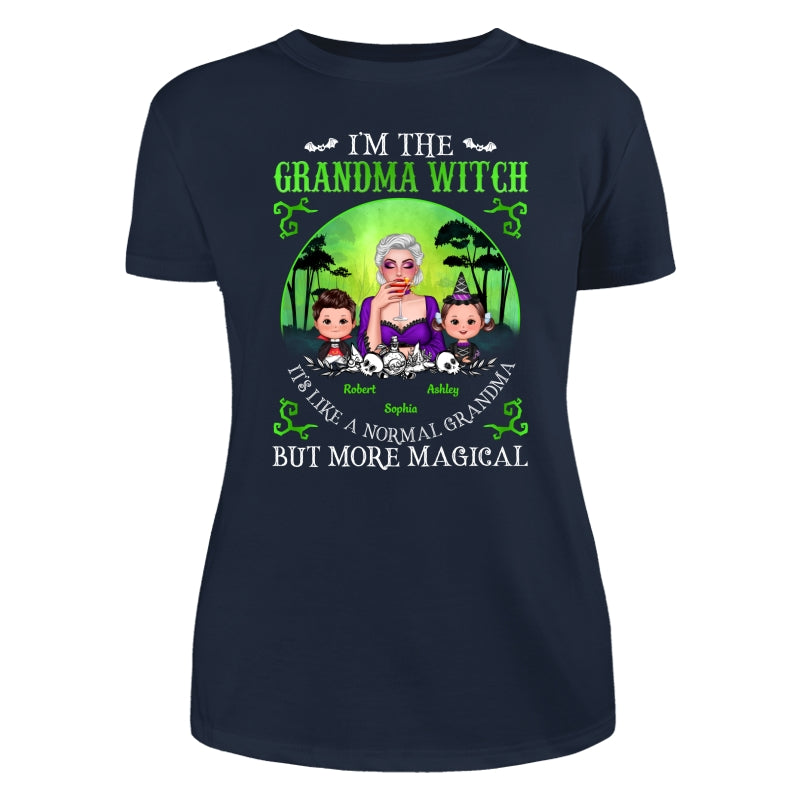 Grandma Mom Witch Neon Green Moon Halloween Personalized Shirt