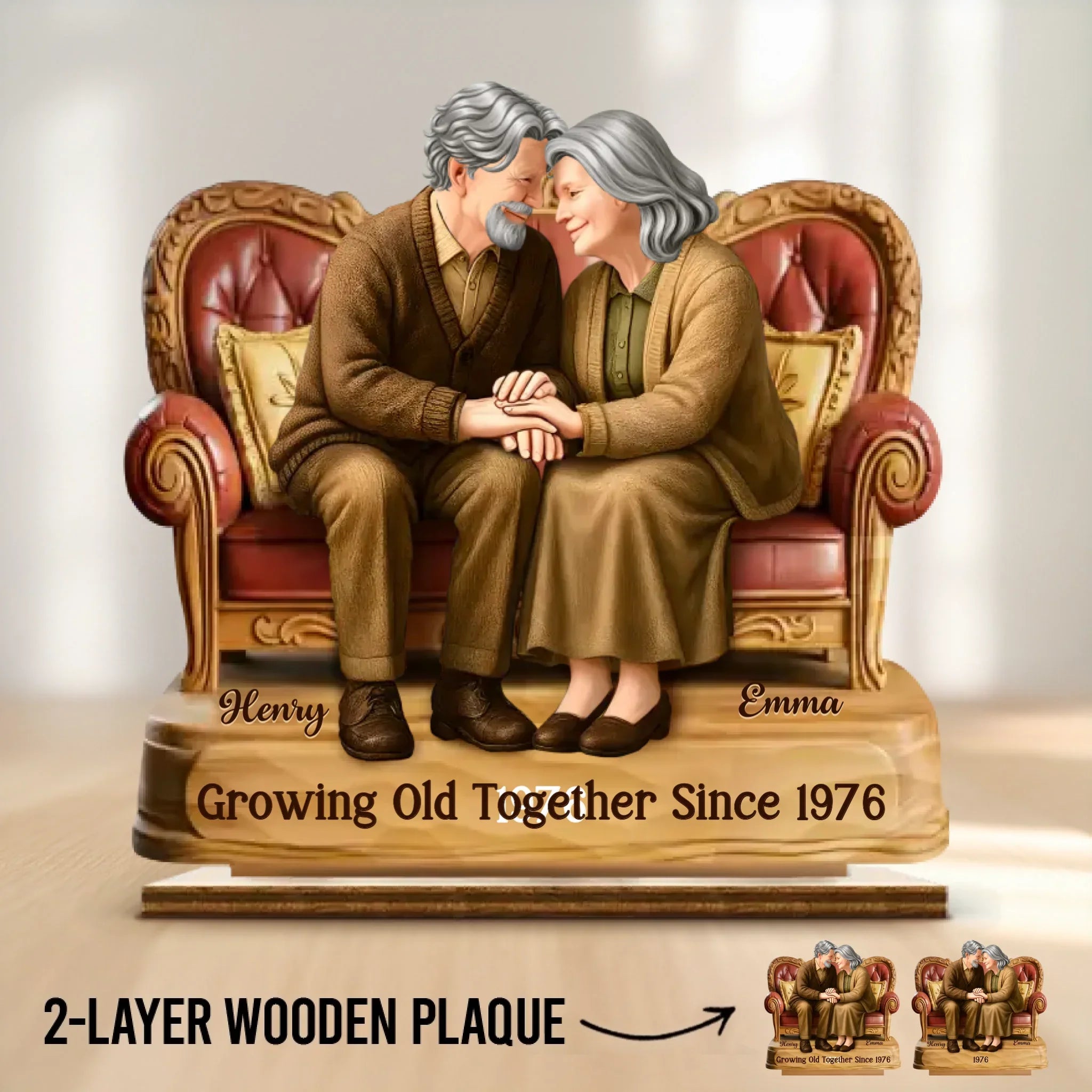 Custom 2-Layered Wooden Plaque - Personalized Anniversary Wedding Gifts For Husband And Wife, Him And Her - Life Feels Lighter With You