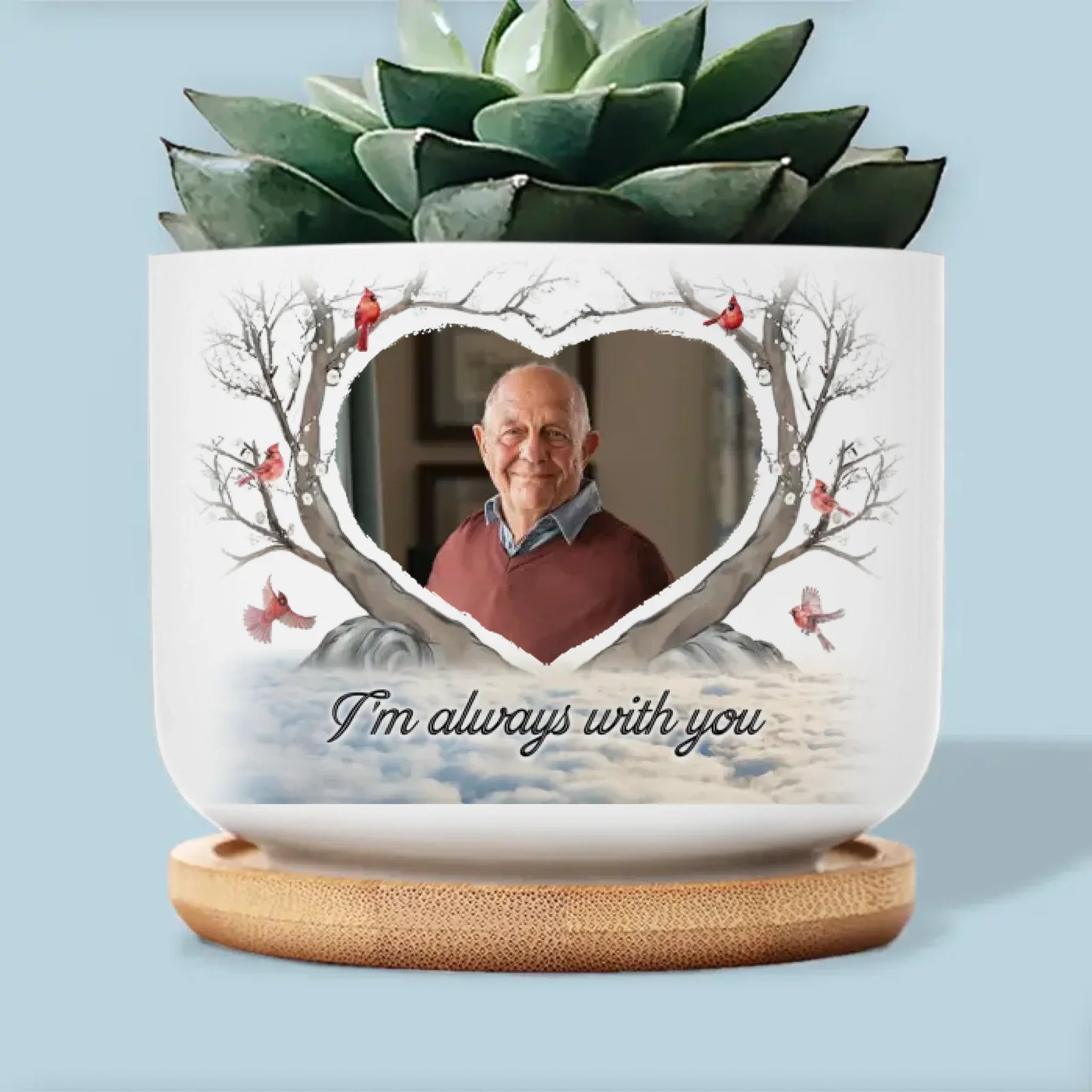 Custom Photo Planted To Celebrate A Life Well Lived - Memorial Personalized Custom Home Decor Ceramic Plant Pot - Sympathy Gift For Family Members