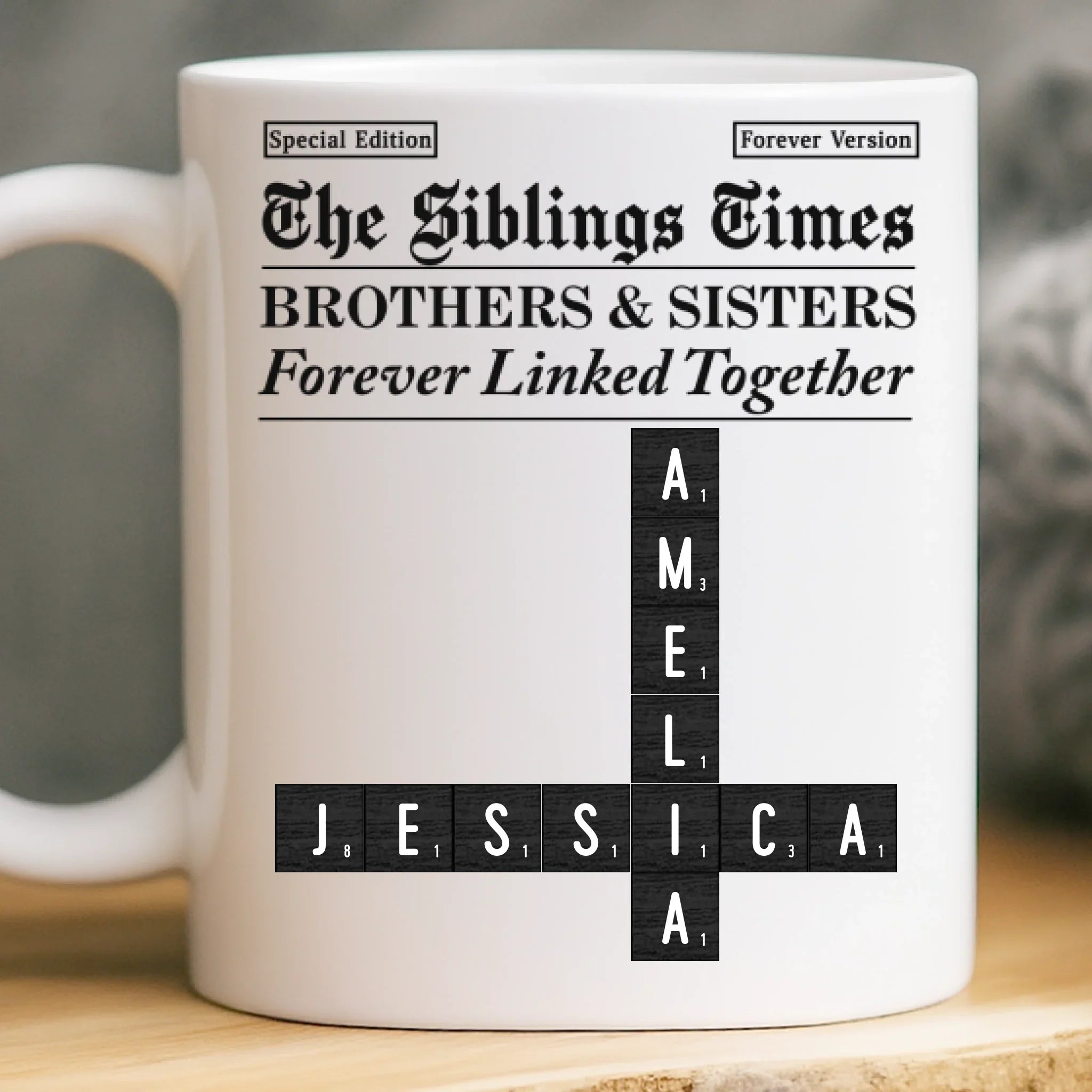 Custom Scrabble Mug - Personalized Christmas Birthday Gifts For Brother, Sister - Different Paths Same Heartbeat
