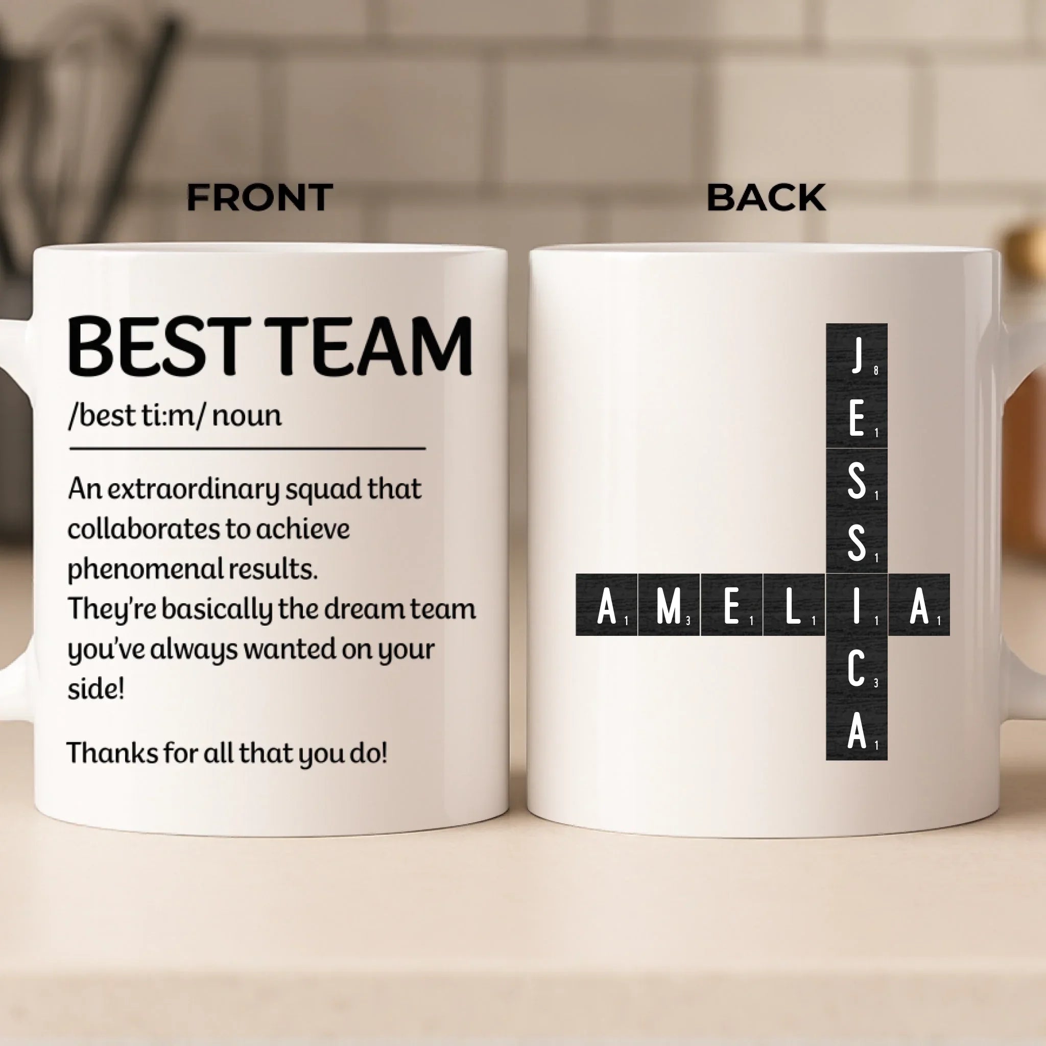 Custom Scrabble Mug - Personalized Birthday Gifts For Coworker, Work Bestie - Workdays Are Better With You