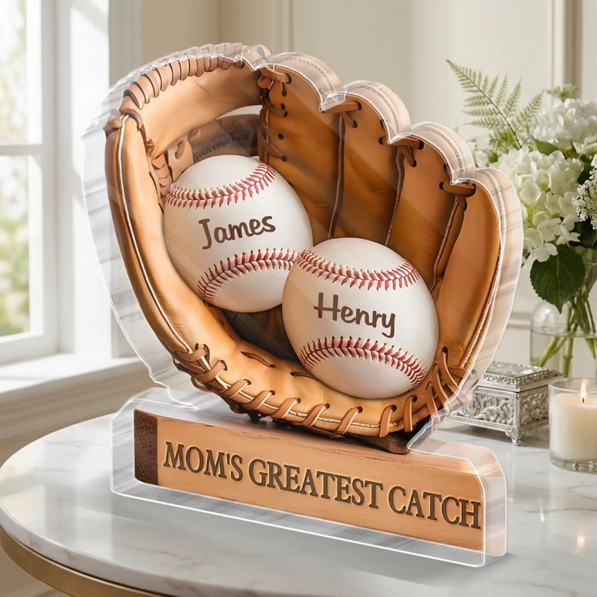 Custom Acrylic Plaque - Personalized Mother's Day, Father's Day Gifts For Mom, Grandma, Dad, Grandpa - From Little League To Lifelong Love